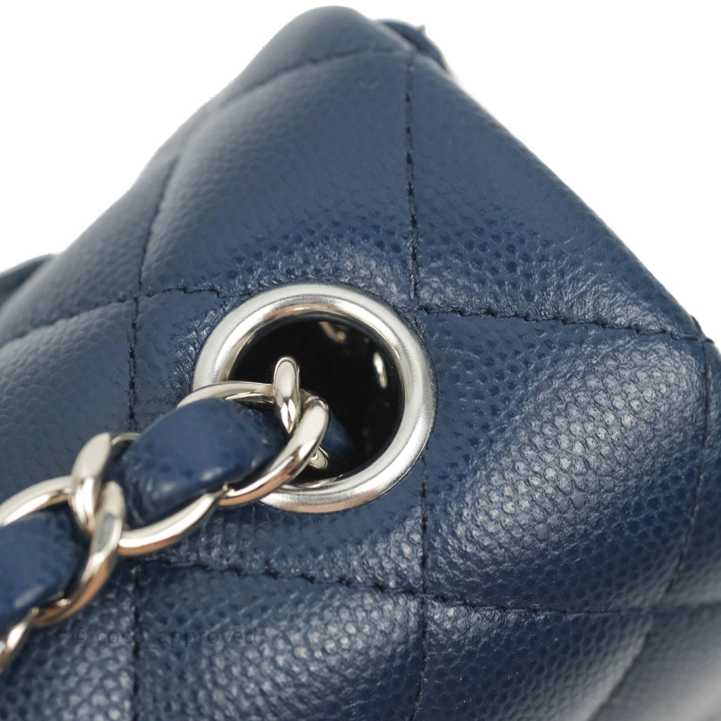 Chanel Quilted Mini Rectangular Flap Blue Caviar Silver Hardware 17B