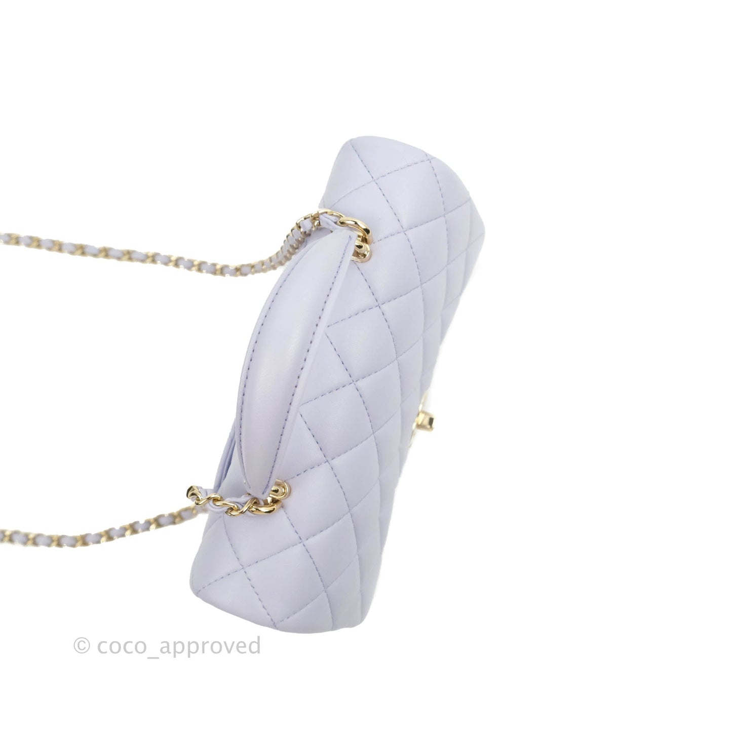 Chanel Top Handle Mini Rectangular Flap Bag Lilac Lambskin Aged Gold Hardware 21K