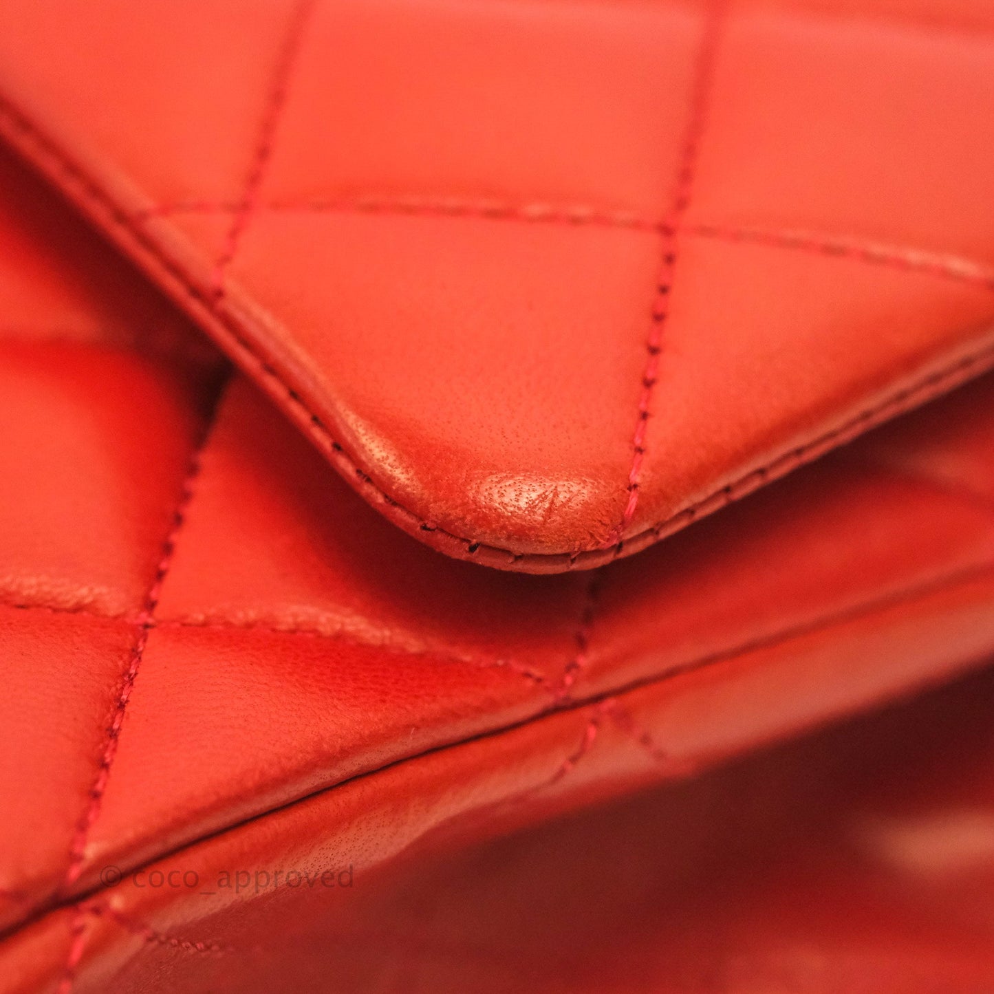 Chanel Classic M/L Medium Flap Quilted Poppy Red Lambskin Silver Hardware