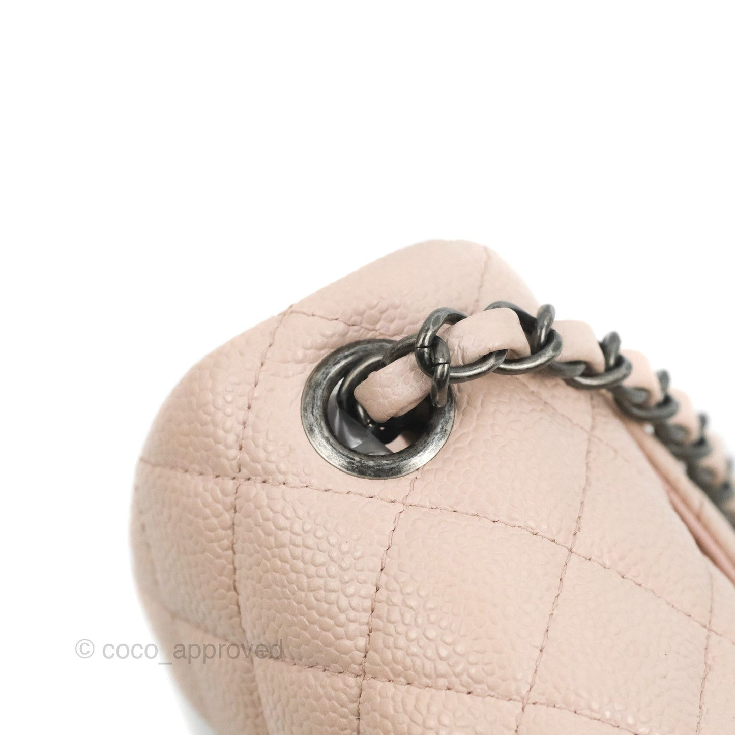 Chanel Quilted Mini Square Sakura Pink Caviar Ruthenium Hardware