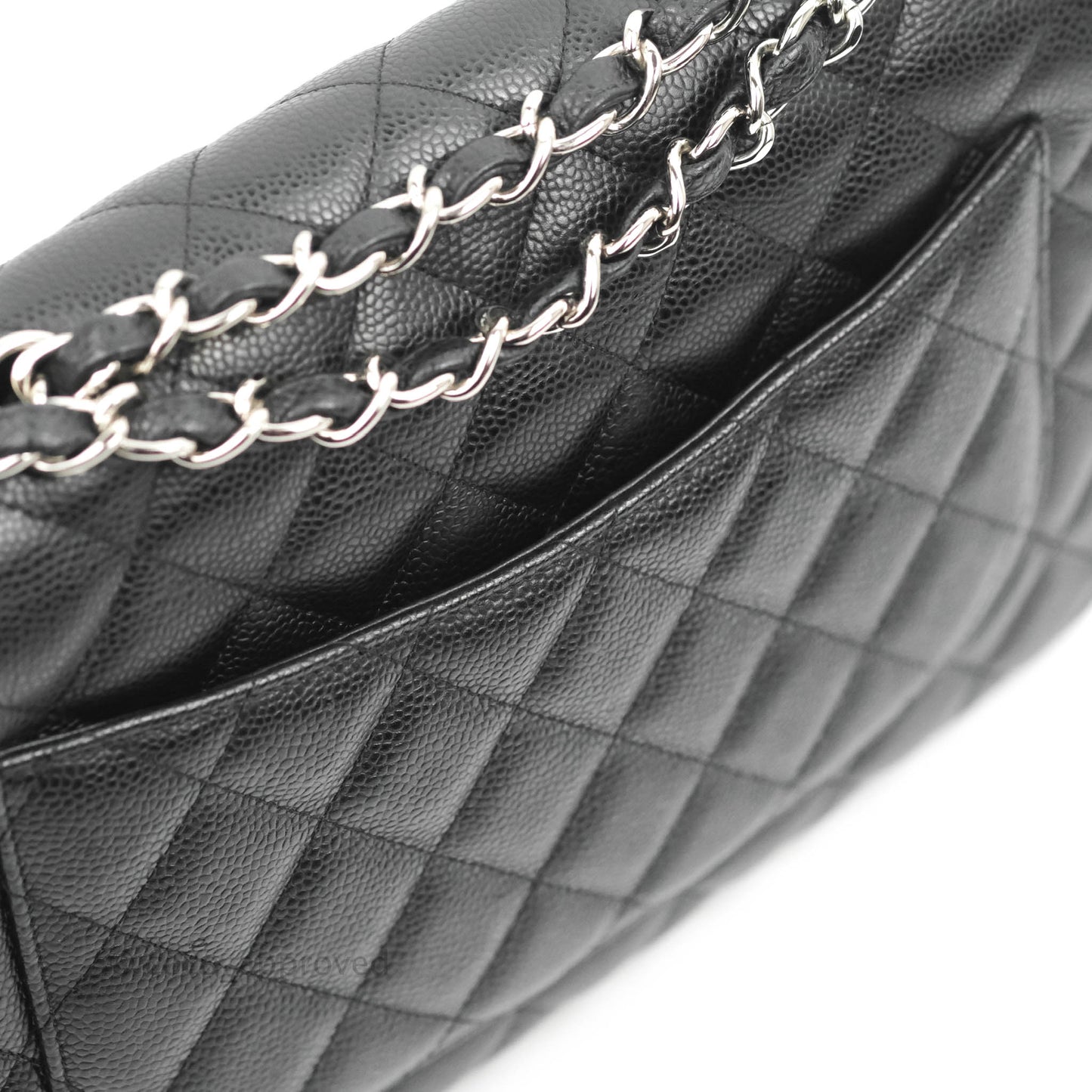 Chanel Jumbo Single Flap Black Caviar Silver Hardware