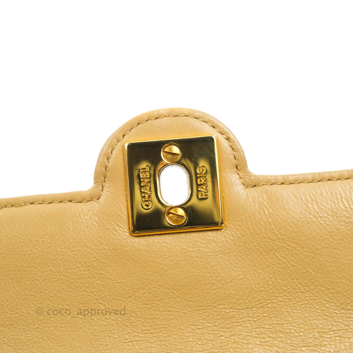 Chanel Vintage Mini Square Beige Lambskin 24K Gold Hardware