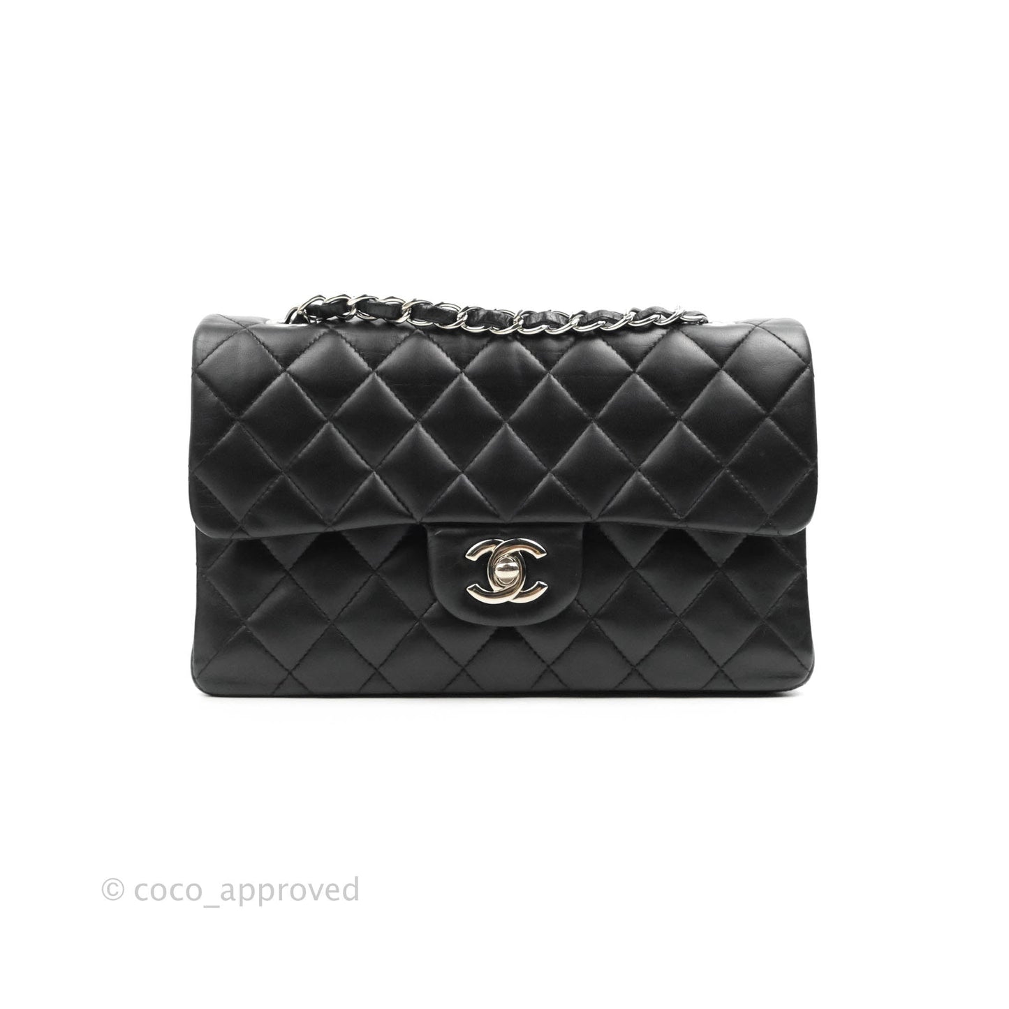 Chanel Small Classic Quilted Flap Black Lambskin Silver Hardware