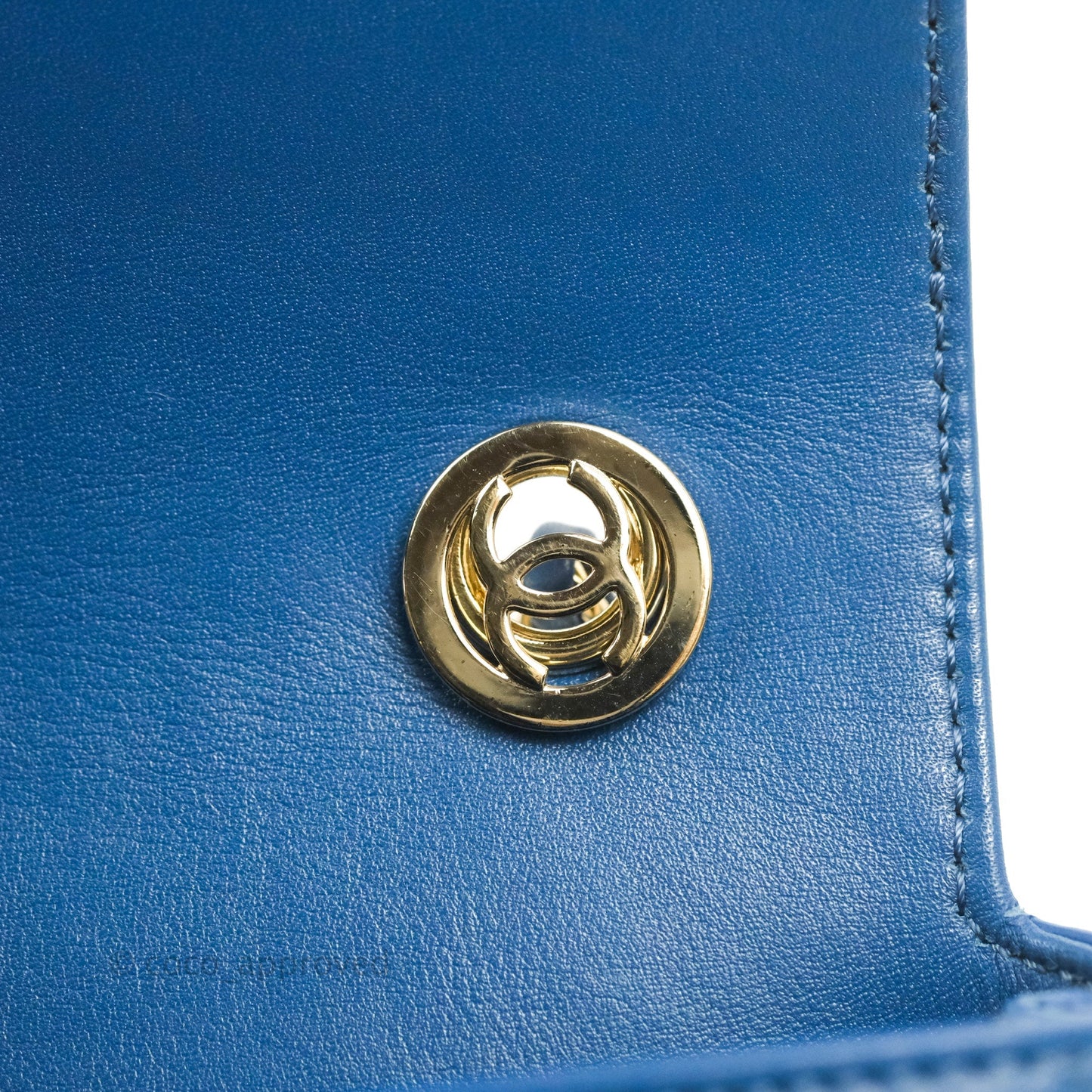 Chanel Blue Quilted Leather Small Frame In Flap Bag