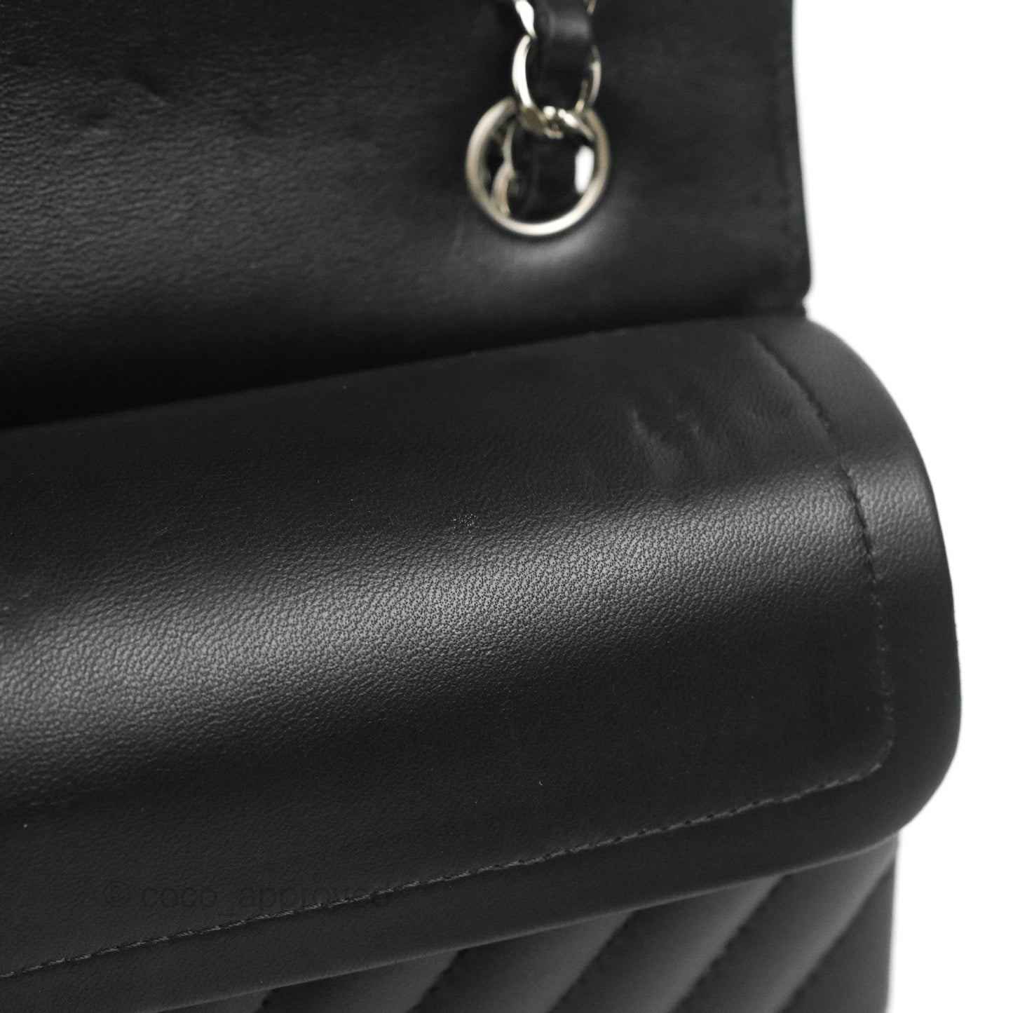 Chanel Small Classic Flap Chevron Black Lambskin Silver Hardware 21C