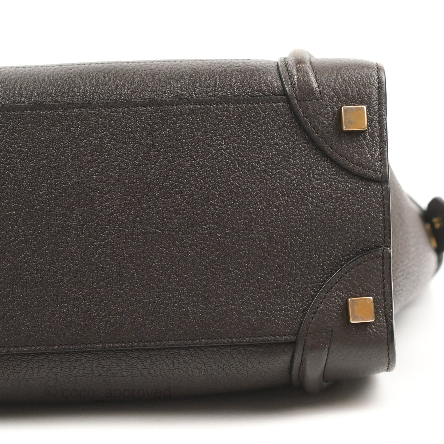 Celine Micro Luggage Handbag Dark Brown Grained Calfskin
