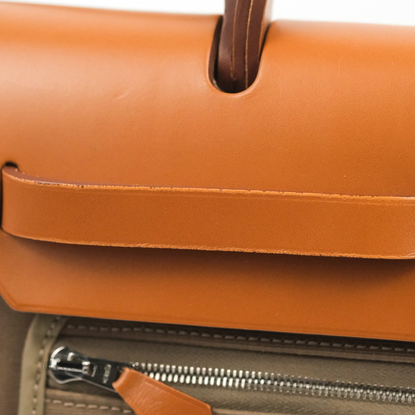 Hermès Herbag Zip 31 Etoupe/Fauve Canvas Palladium Hardware