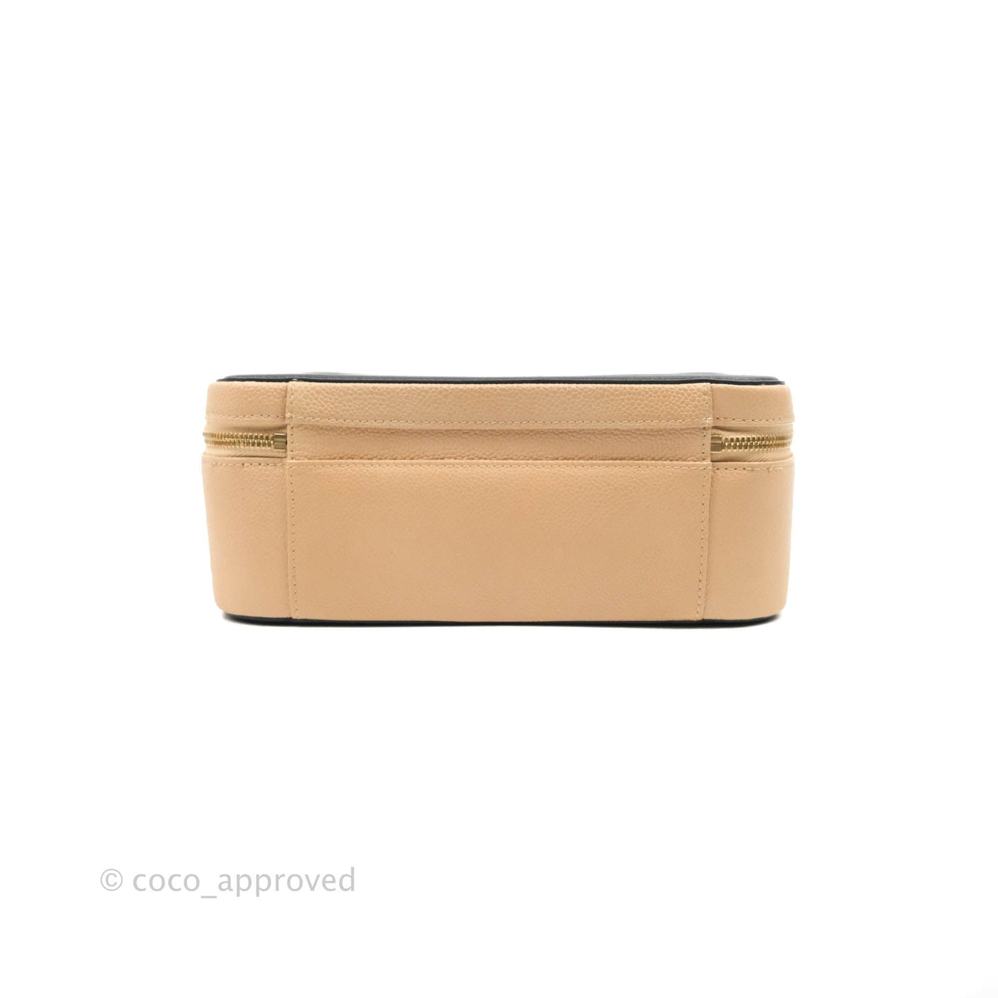 Chanel Quilted Large CC Filigree Vanity Case Beige Caviar Gold Hardware