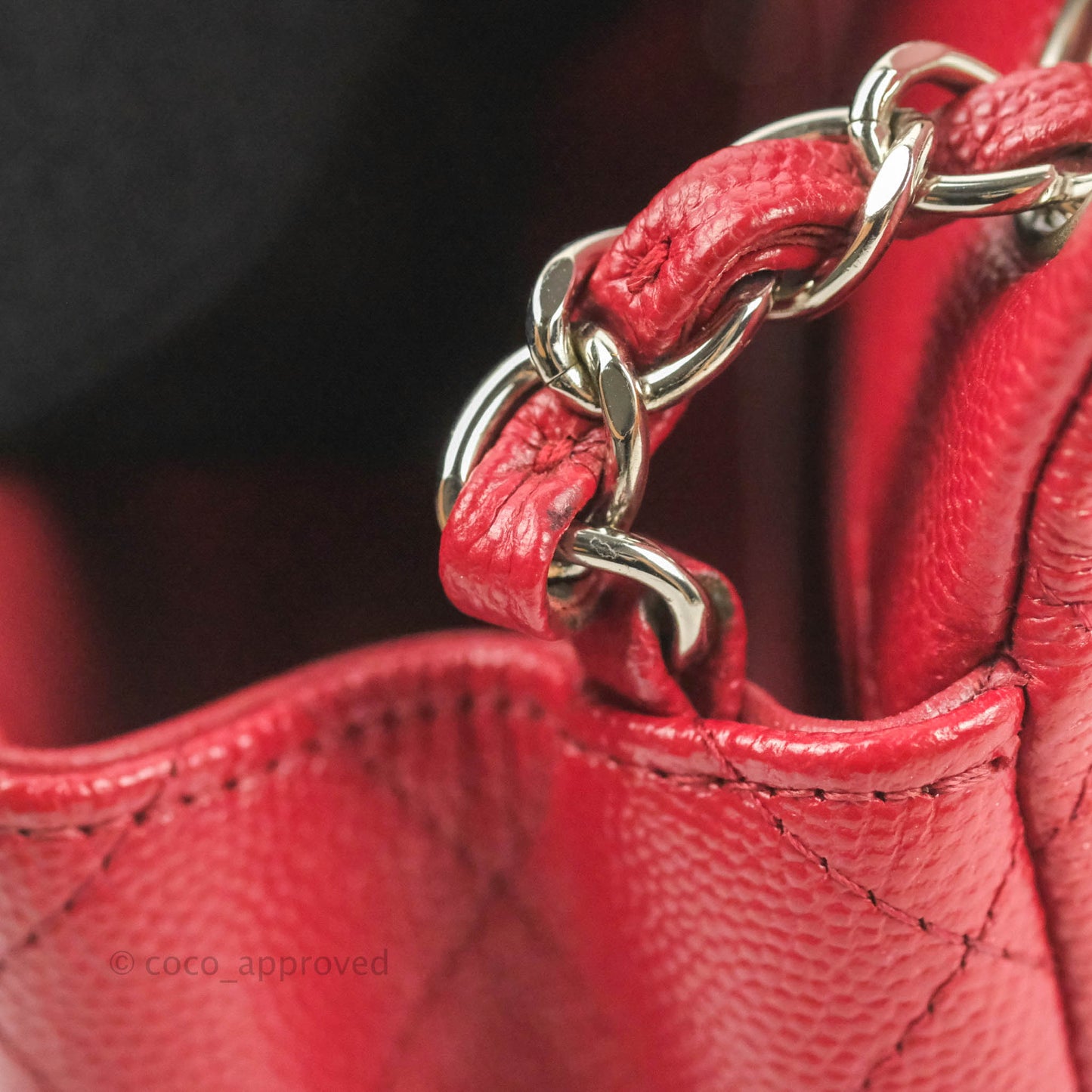 Chanel Quilted Mini Square Red Caviar Silver Hardware 17B