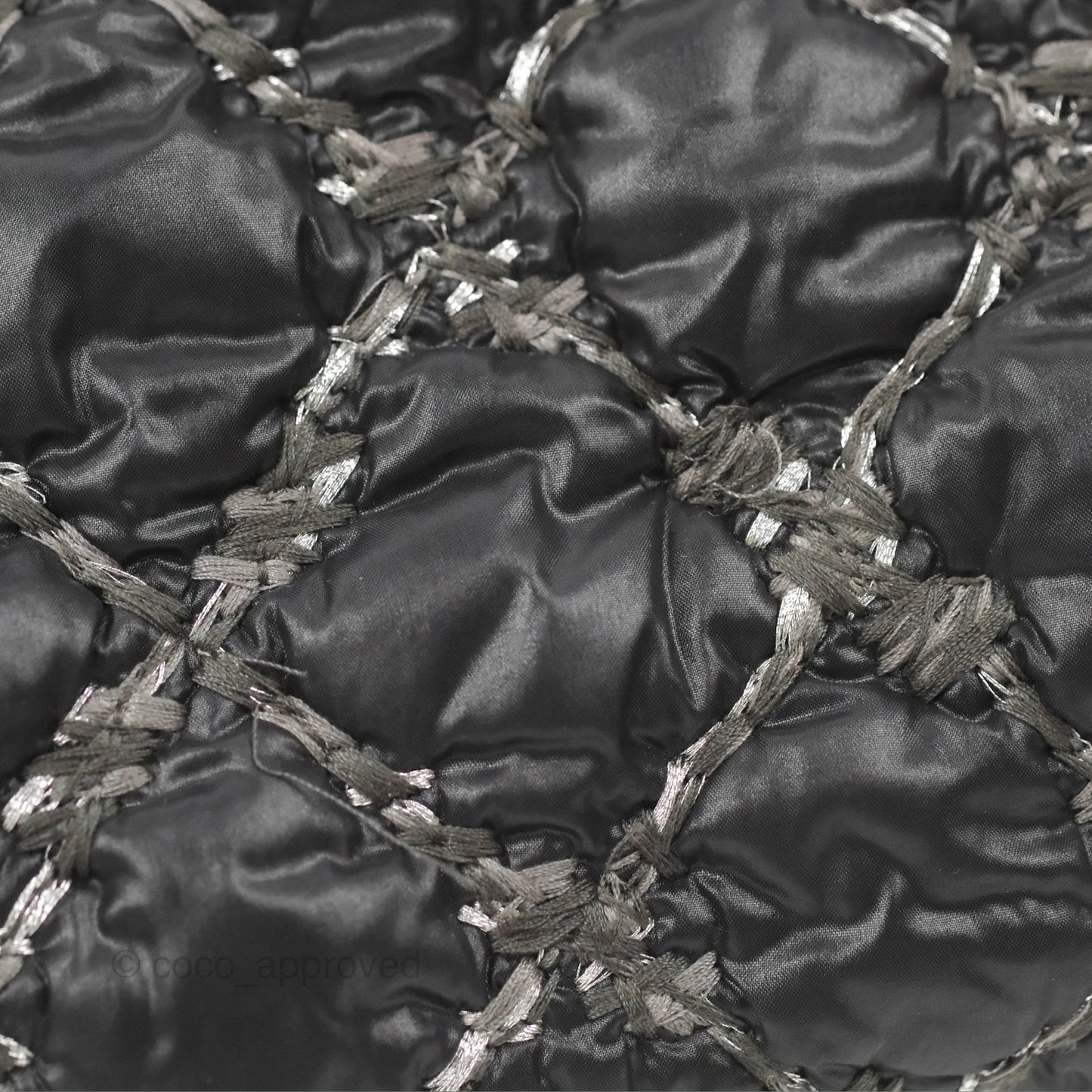 Chanel Large Tweed on Stitch Tote Quilted Nylon Black