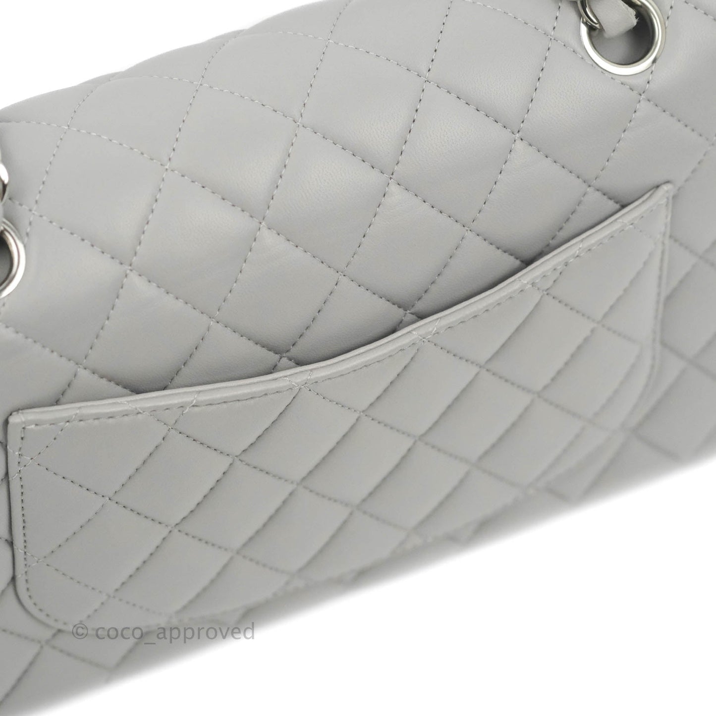 Chanel Small Classic Quilted Flap Grey Lambskin Silver Hardware