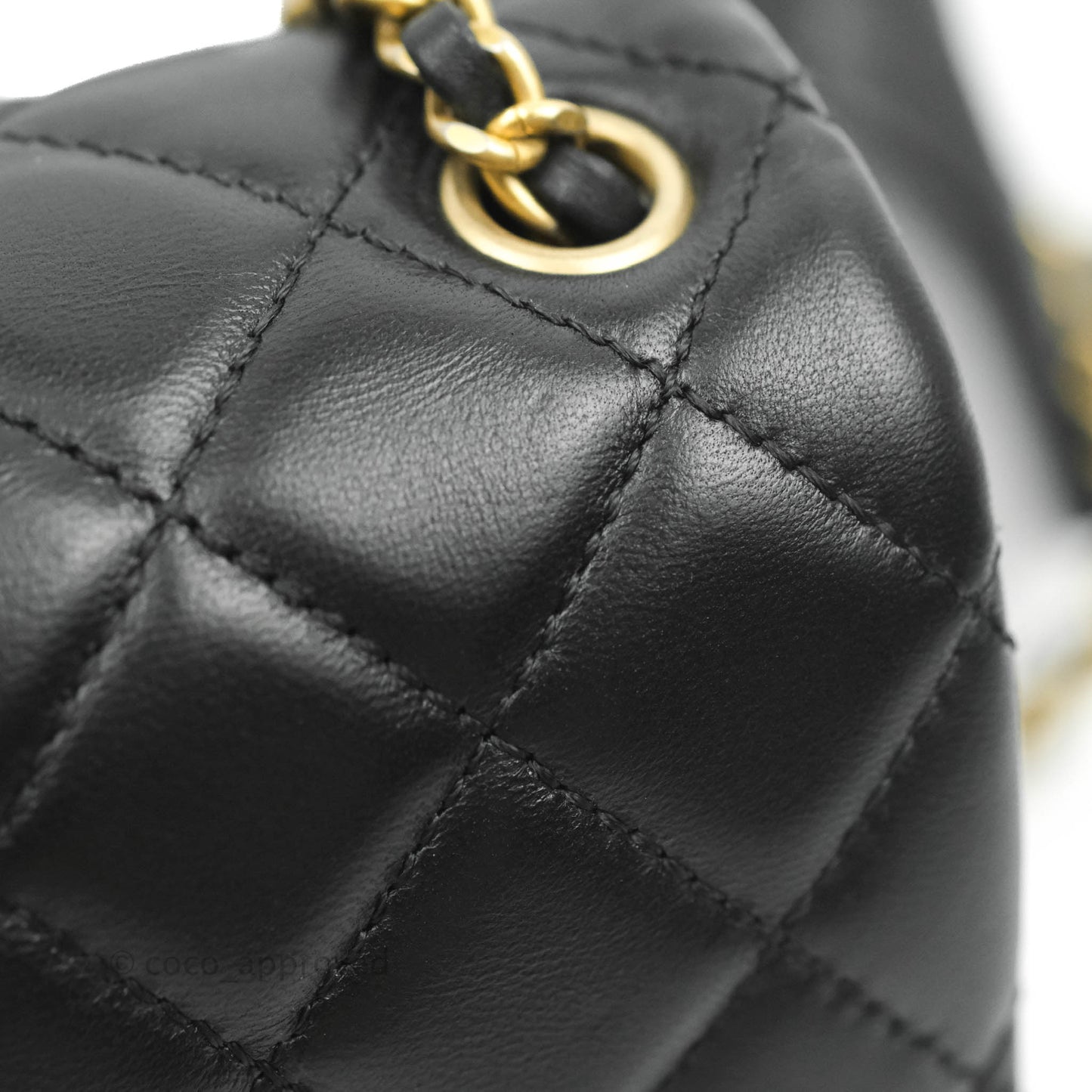 Chanel Romance Mini Square Flap Black Lambskin Aged Gold Hardware