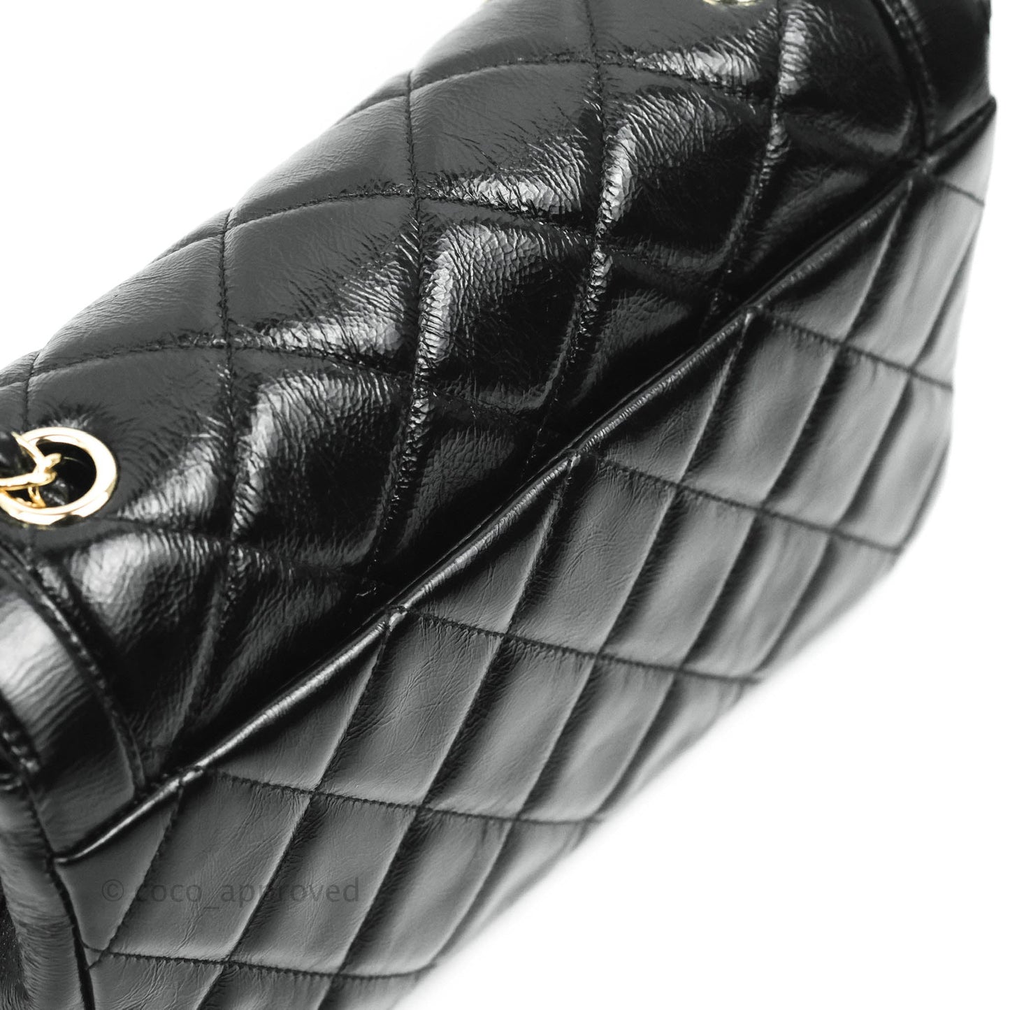 Chanel CC Flap Bag Quilted Shiny Aged Calfskin Gold Hardware