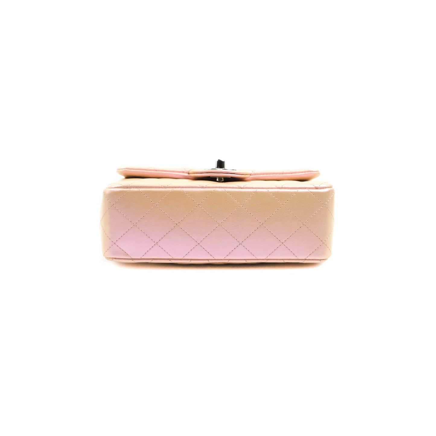 Chanel Quilted Mini Rectangular Flap Iridescent Pink Calfskin Silver Hardware