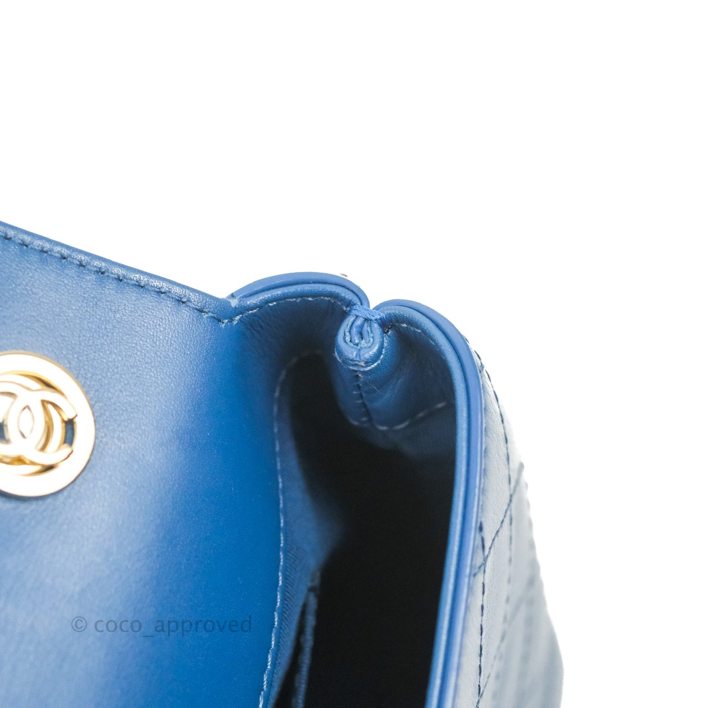 Chanel Blue Quilted Leather Small Frame In Flap Bag