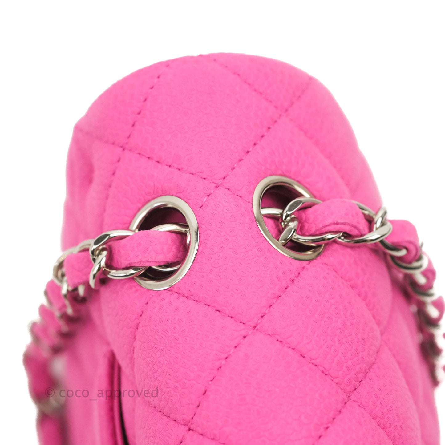 Chanel Classic M/L Medium Flap Quilted Pink Matte Caviar Silver Hardware