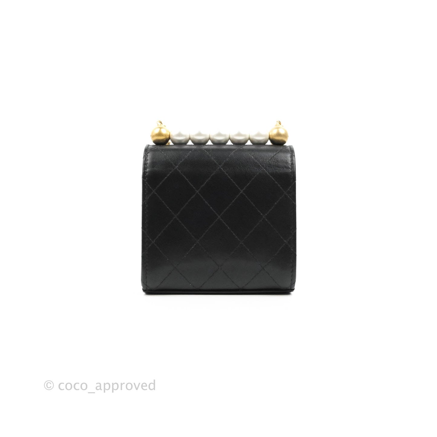 Chanel Mini Chic Pearls Flap Black Goatskin Gold Hardware