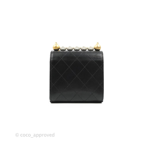 Chanel Mini Chic Pearls Flap Black Goatskin Gold Hardware