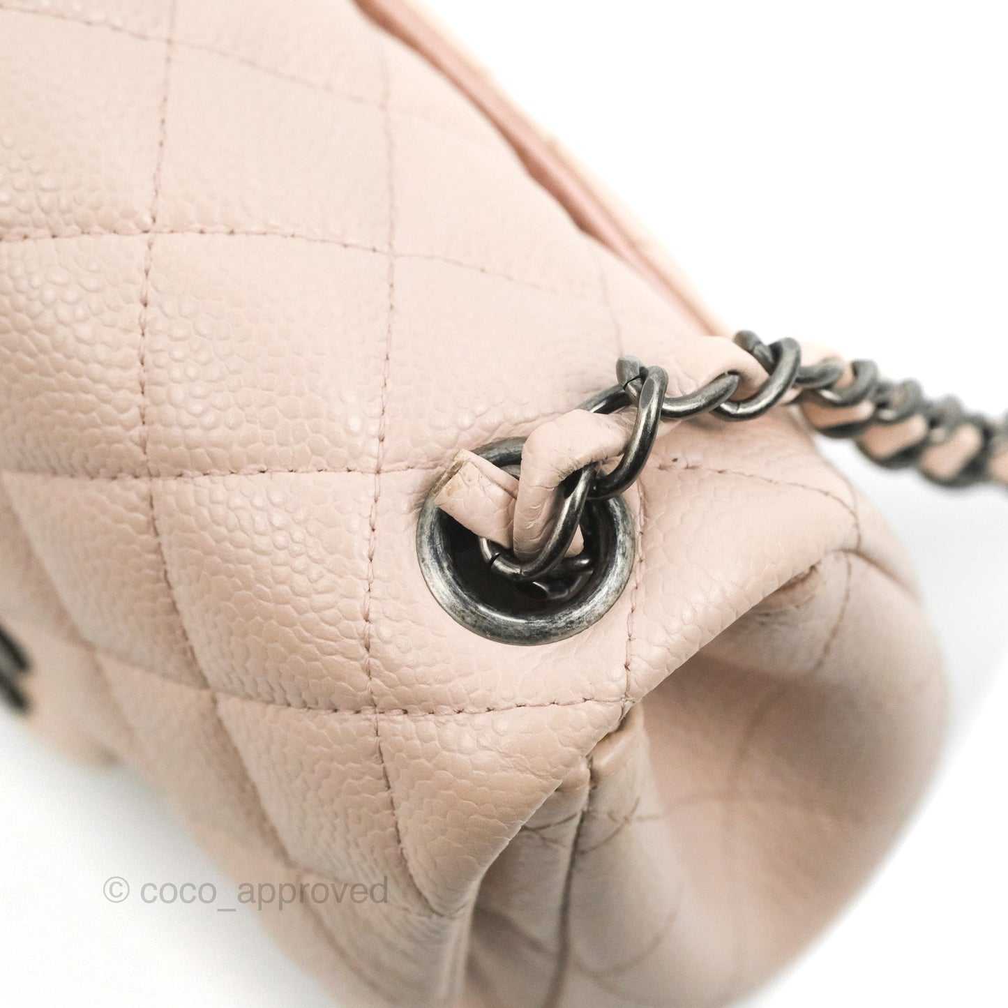 Chanel Quilted Mini Square Sakura Pink Caviar Ruthenium Hardware