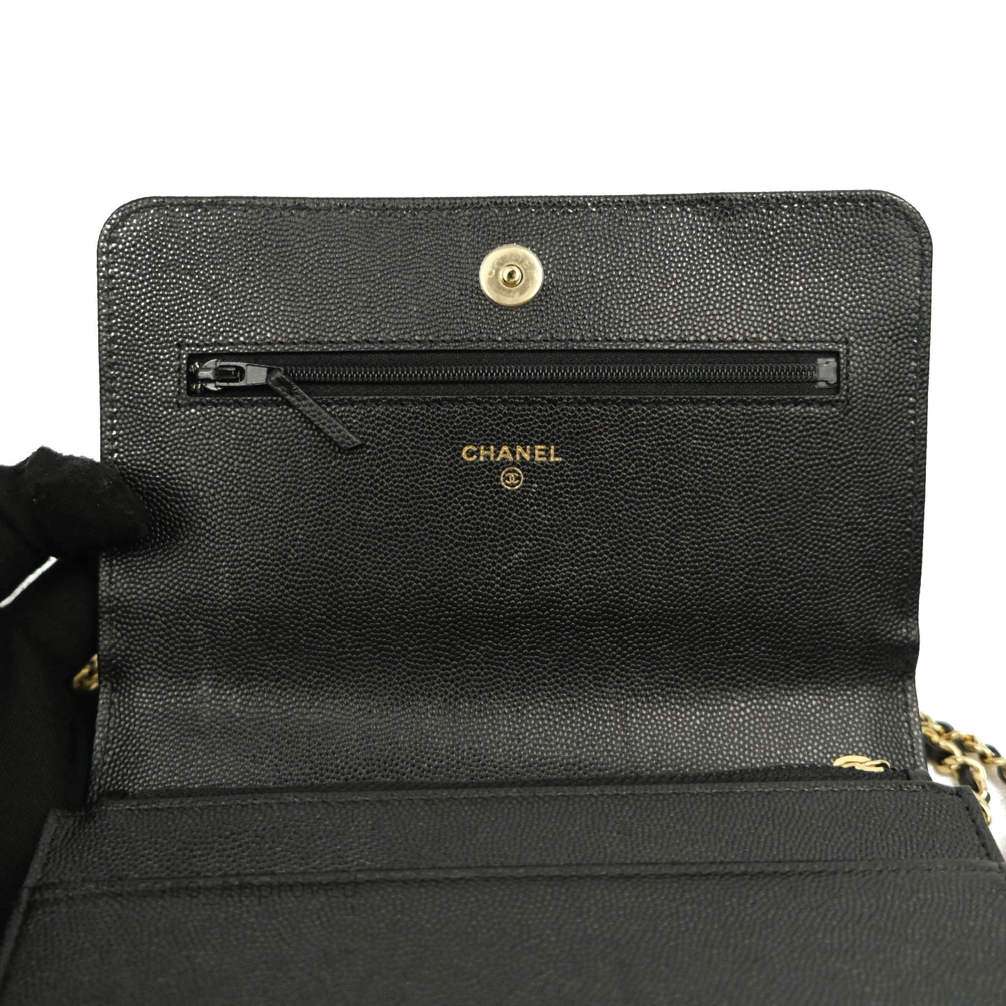Chanel Quilted WOC Black Caviar Gold Hardware 22A