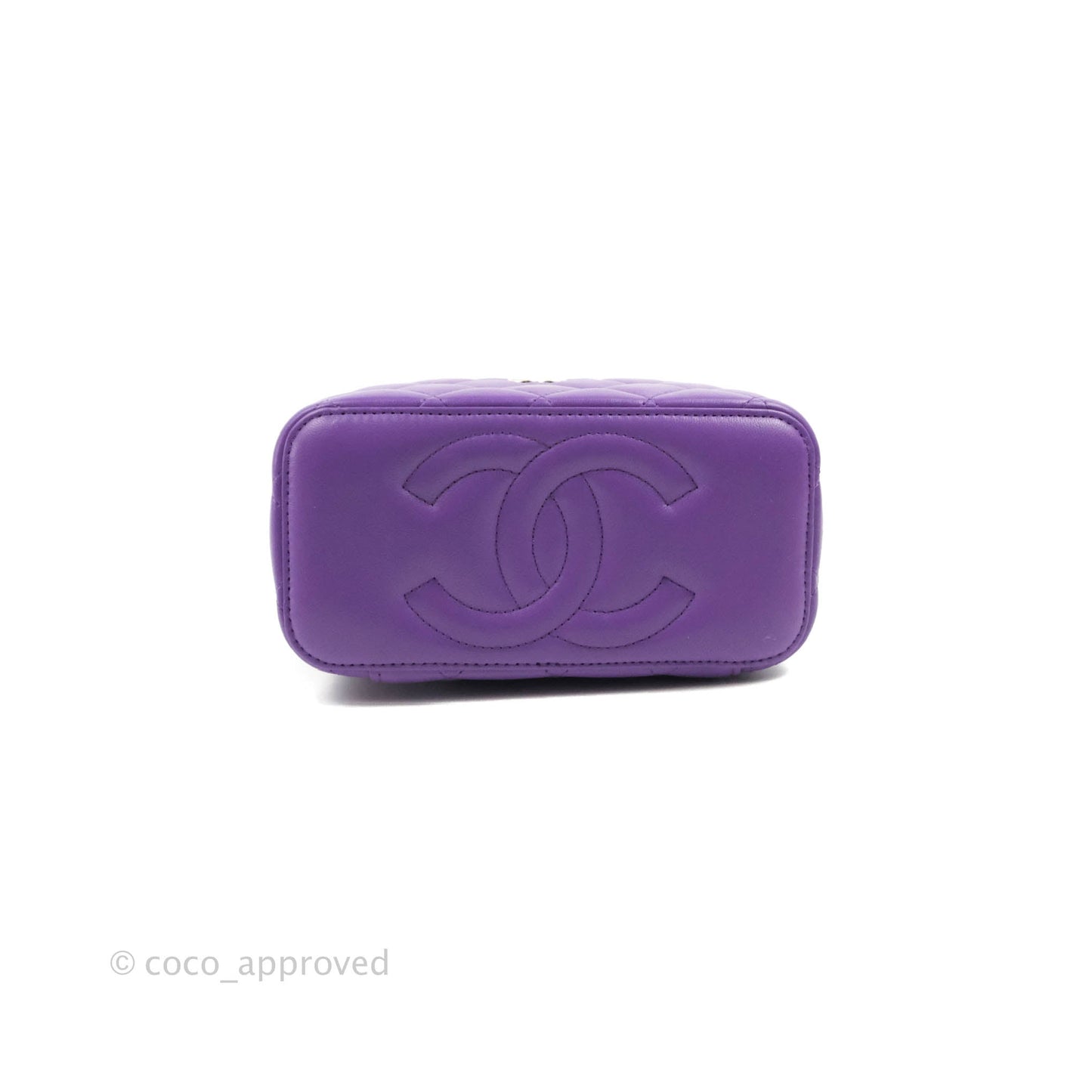 Chanel Vanity Rectangular Top Handle Purple Lambskin Gold Hardware