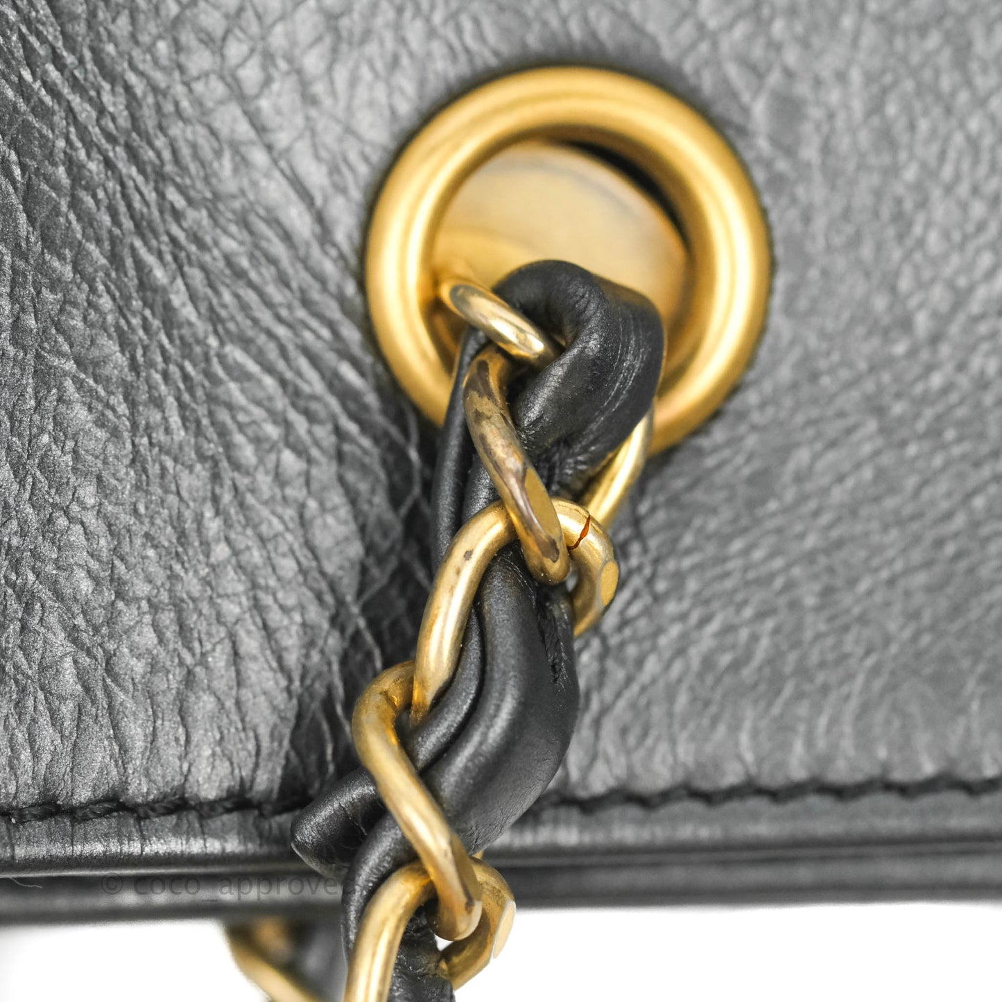 Chanel Quilted Drawstring Shopping Tote Bag Metallic Dark Grey Aged Calfskin Aged Gold Hardware