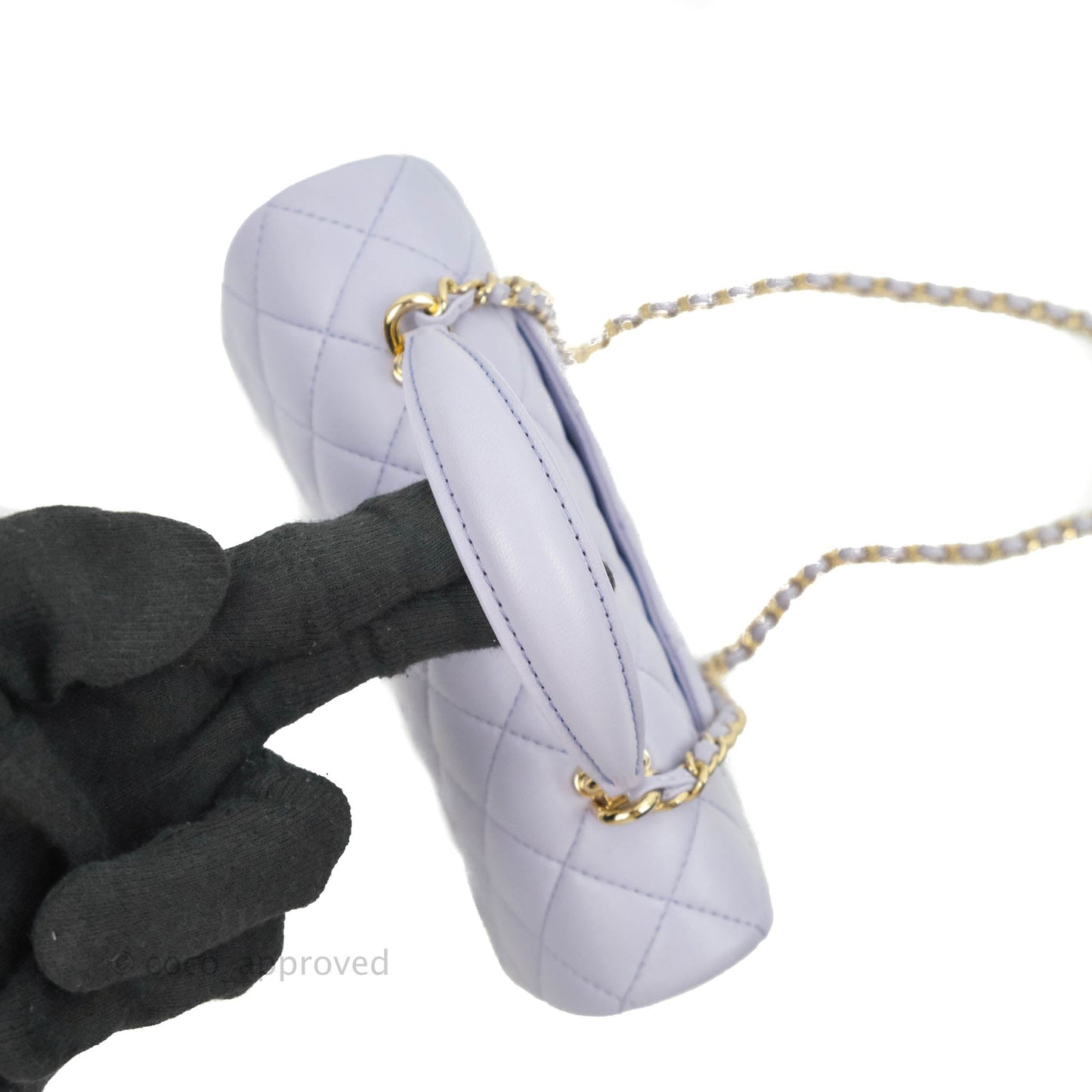 Chanel Top Handle Mini Rectangular Flap Bag Lilac Lambskin Aged Gold Hardware 21K