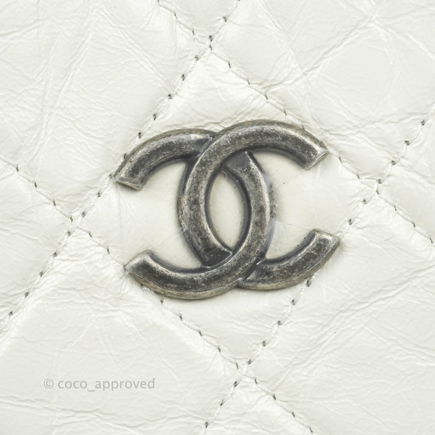 Chanel Small Gabrielle Backpack White Black Aged Calfskin