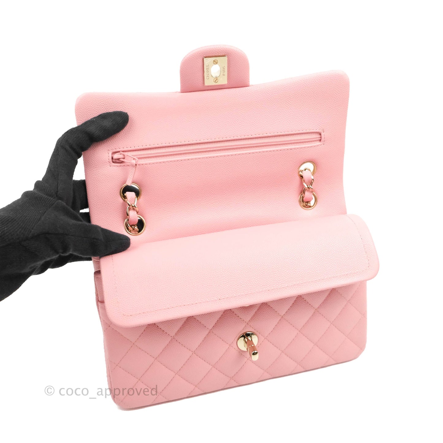 Chanel Classic Small S/M Flap Pink Caviar Gold Hardware 22C