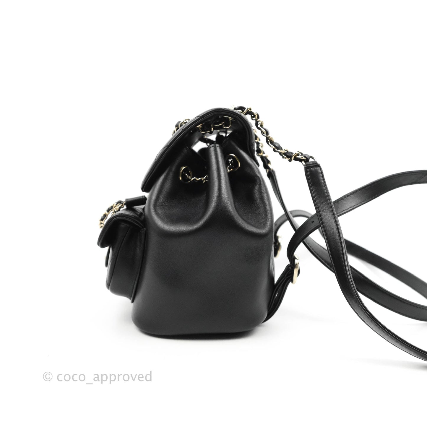 Chanel Quilted Small Duma Drawstring Backpack Black Calfskin 22C
