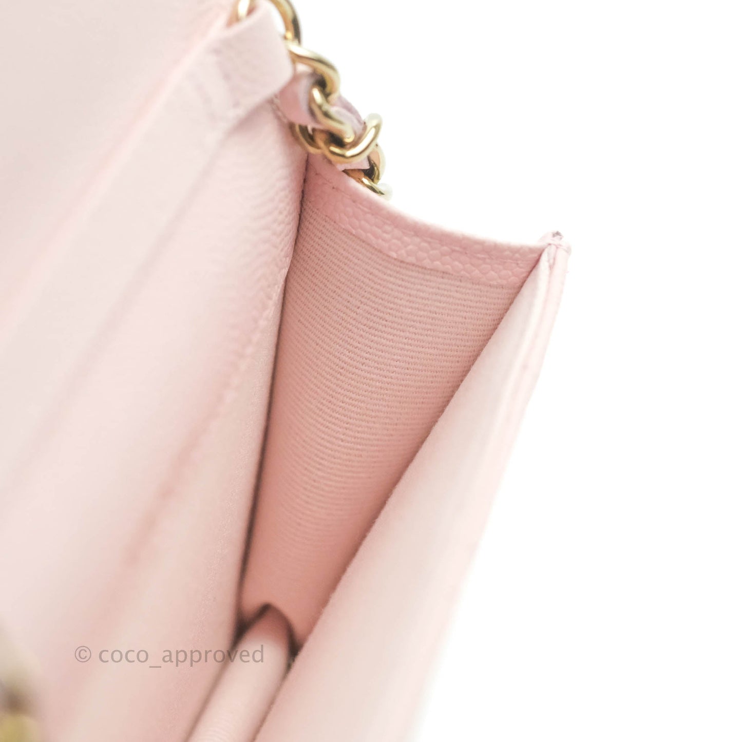 Chanel Mini Wallet With Chain Light Pink Caviar Gold Hardware