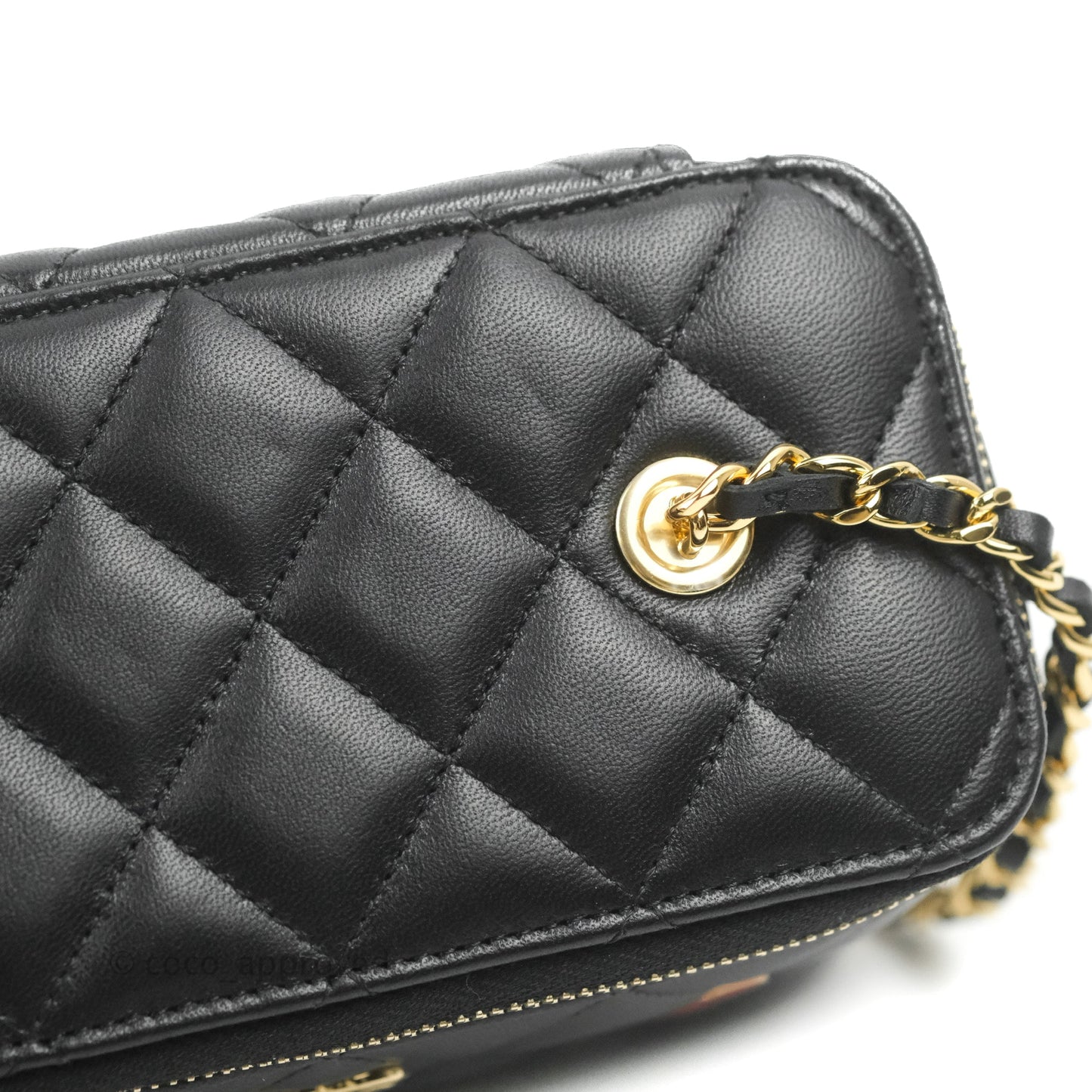 Chanel Vanity with Chain Black Lambskin Gold Hardware 23C