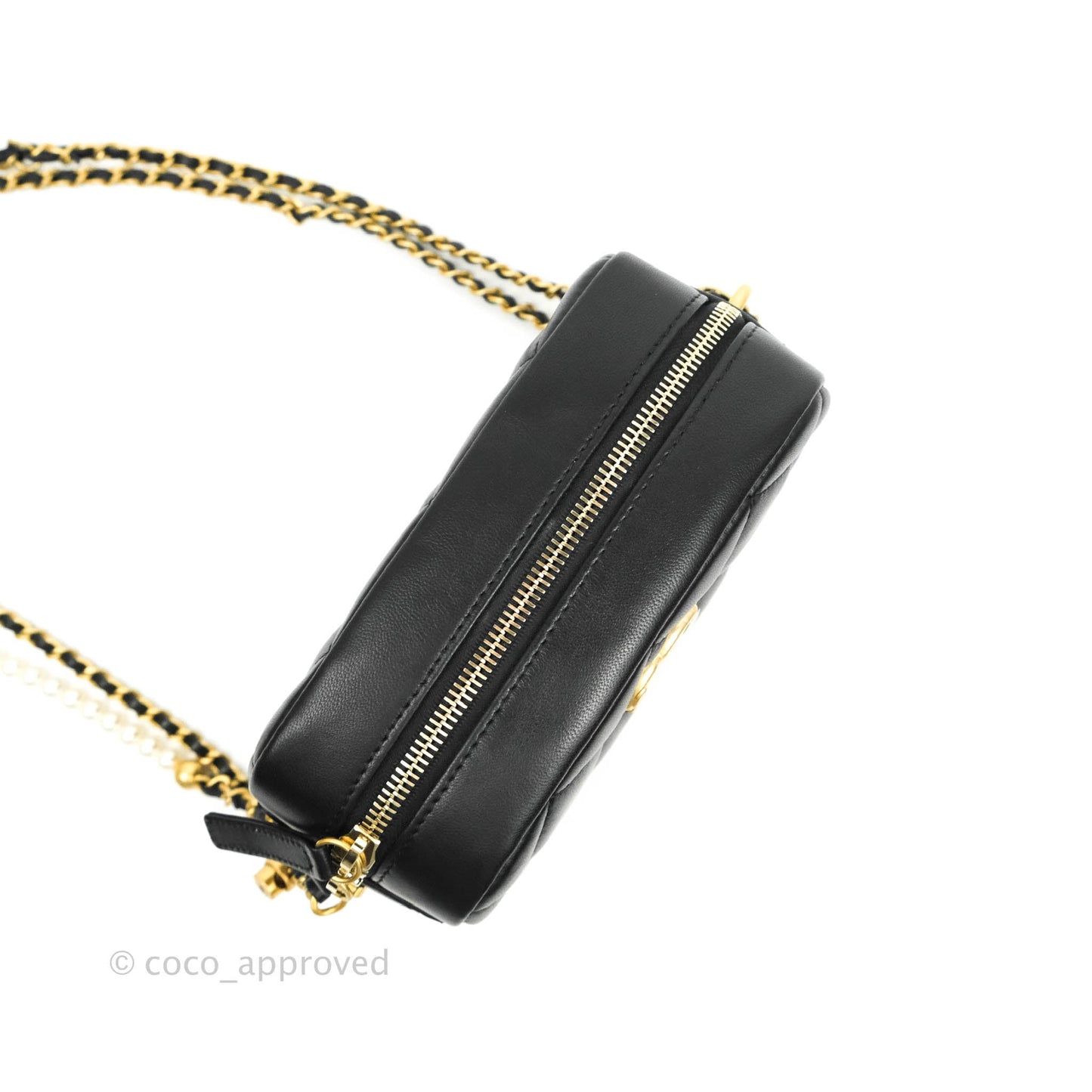 Chanel My Perfect Camera Pearl Adjustable Strap Black Lambskin Gold Hardware
