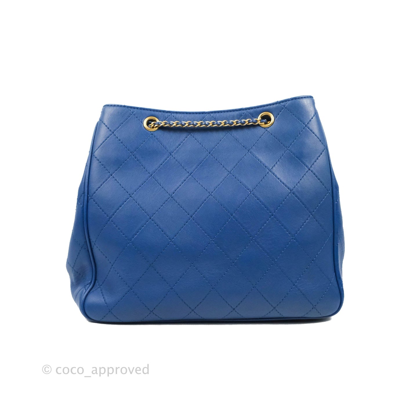 Chanel Egyptian Amulet Drawstring Bucket Bag Navy Aged Gold Hardware