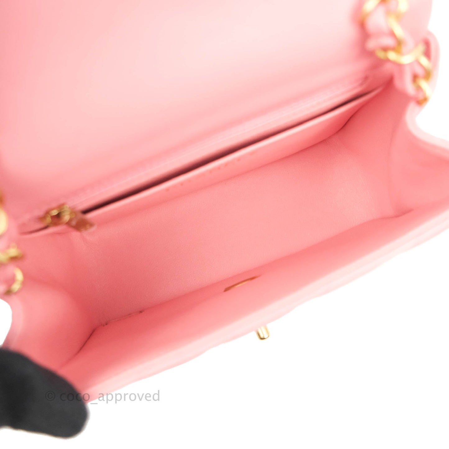 Chanel Mini Square Pink Lambskin Aged Gold Hardware