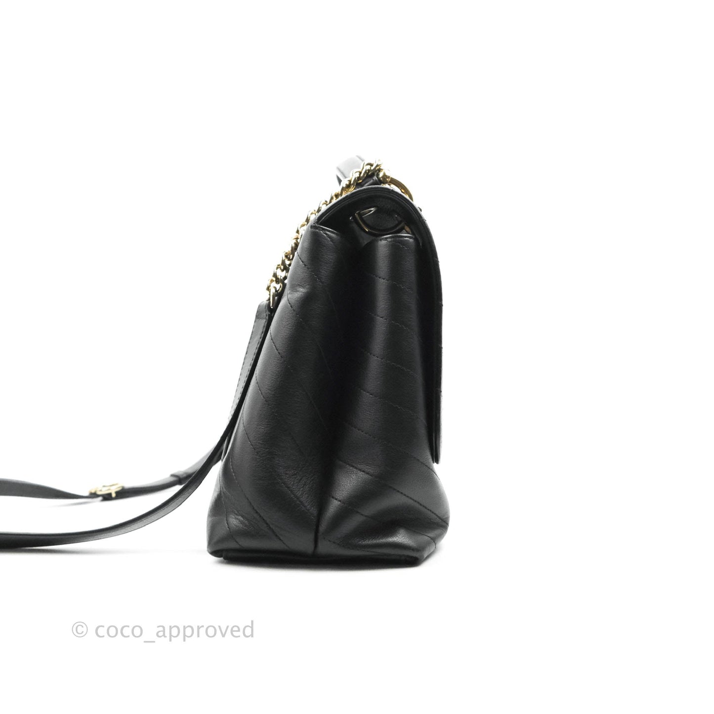 Chanel Chevron Top Handle Black Calfskin Gold Hardware