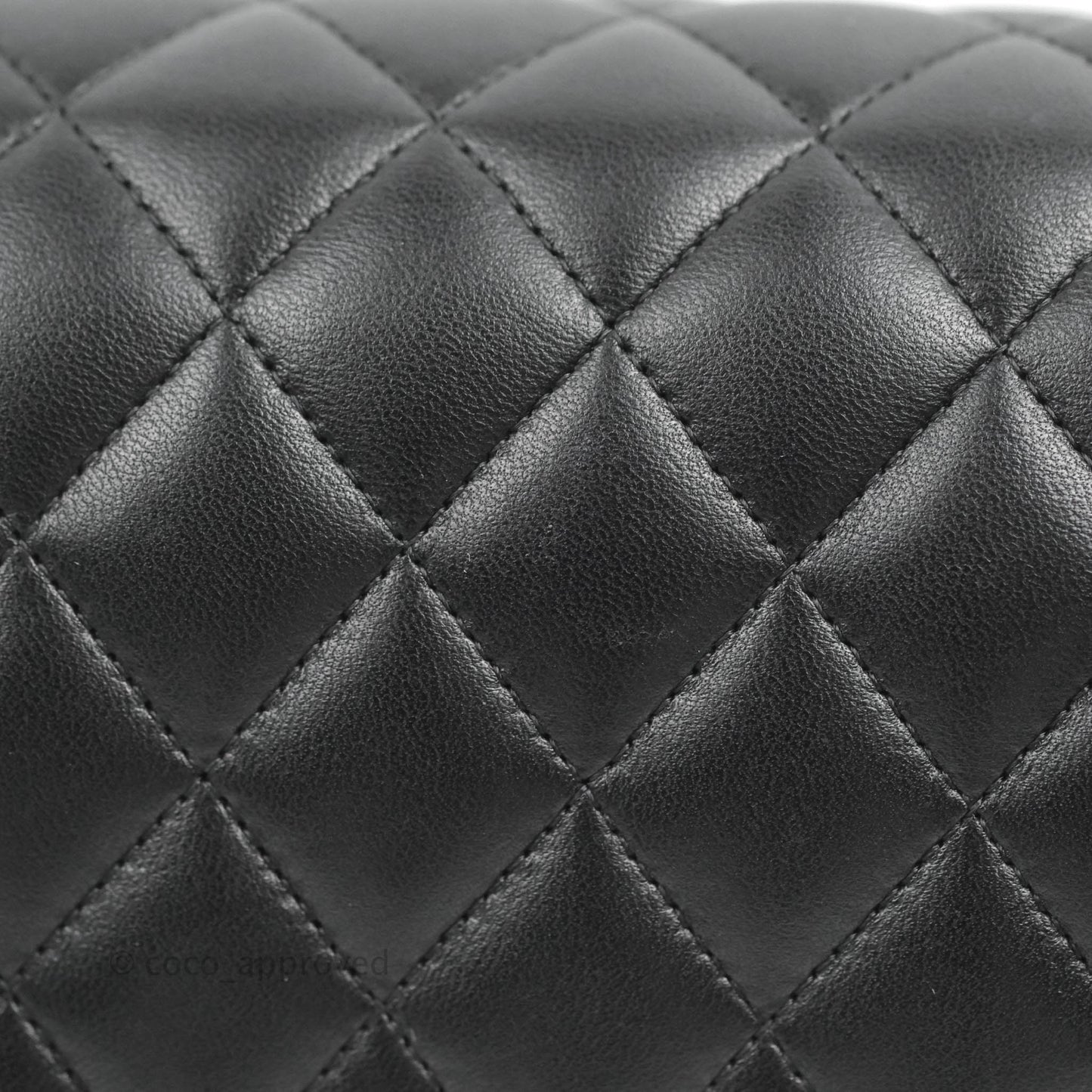 Chanel Classic M/L Medium Flap Quilted Black Lambskin Silver Hardware
