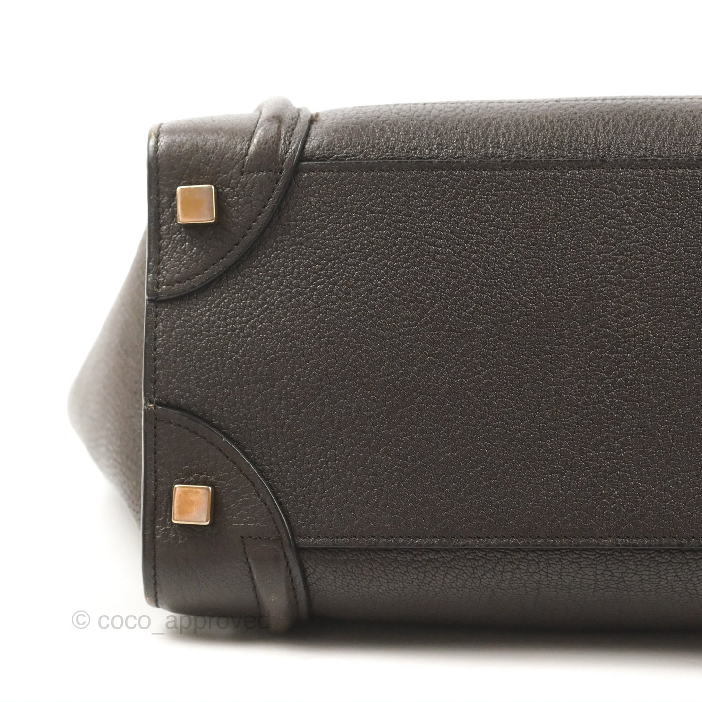 Celine Micro Luggage Handbag Dark Brown Grained Calfskin
