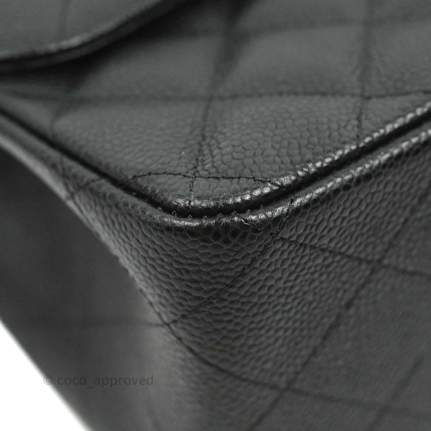 Chanel Classic Quilted Jumbo Double Flap Black Caviar Silver Hardware⁣⁣