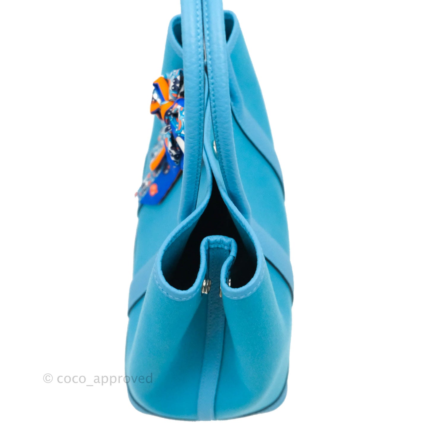 Hermès Garden Party 30 Canvas Bleu De Nord with Twilly