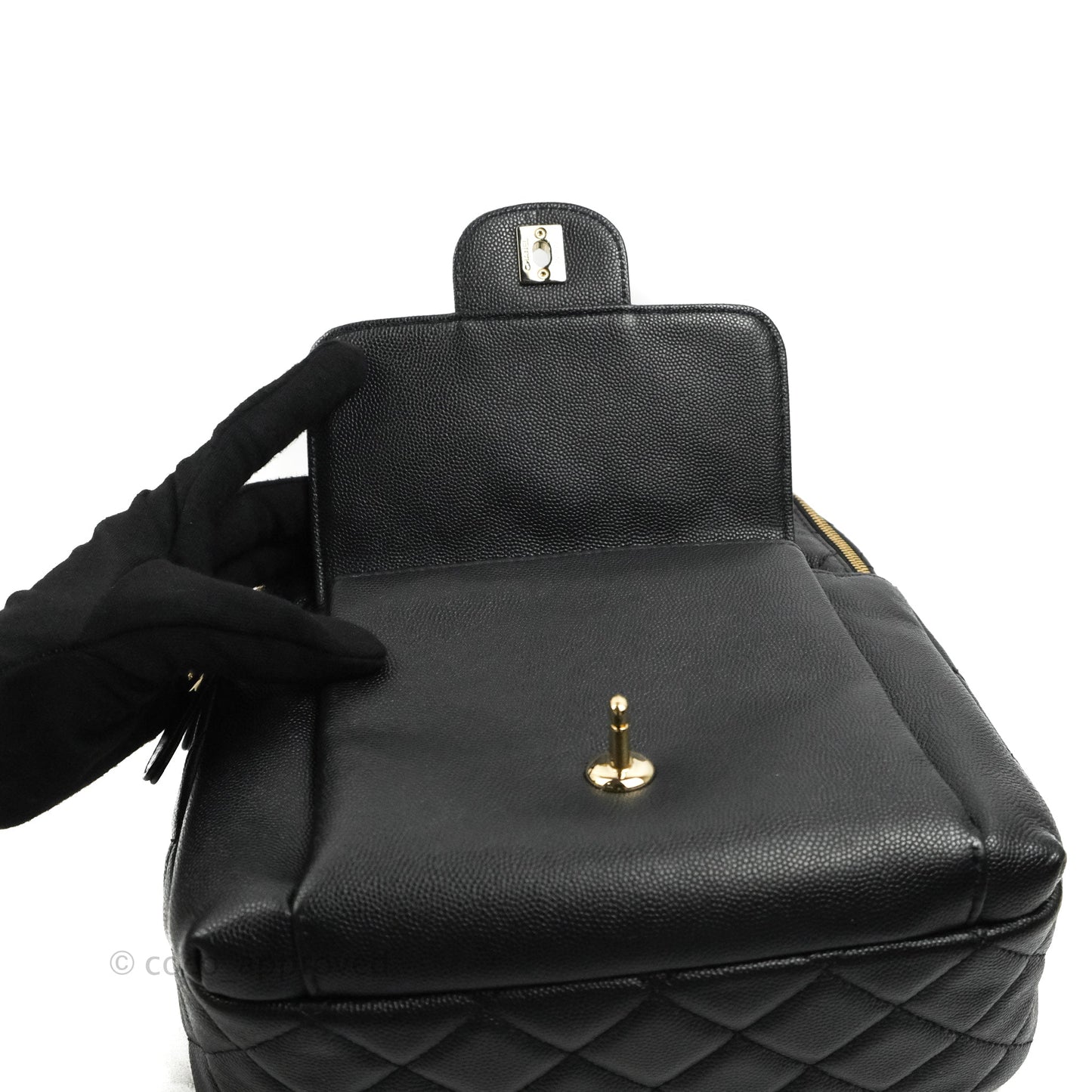 Chanel Quilted Large CC Day Backpack Black Caviar Gold Hardware