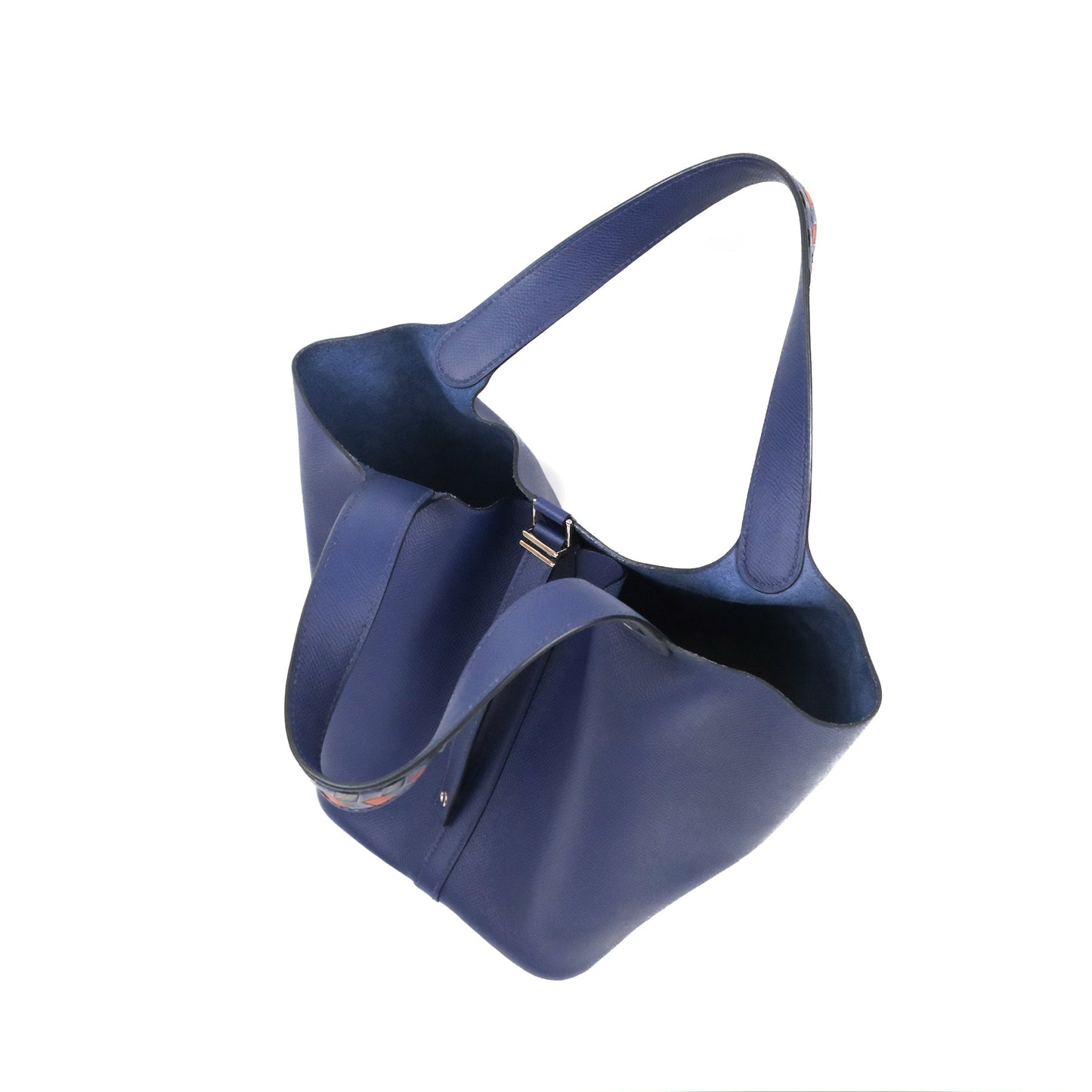 Hermès Tressage De Cuir Picotin Lock 22 Bleu Encre/Brique/Black Epsom Palladium Hardware