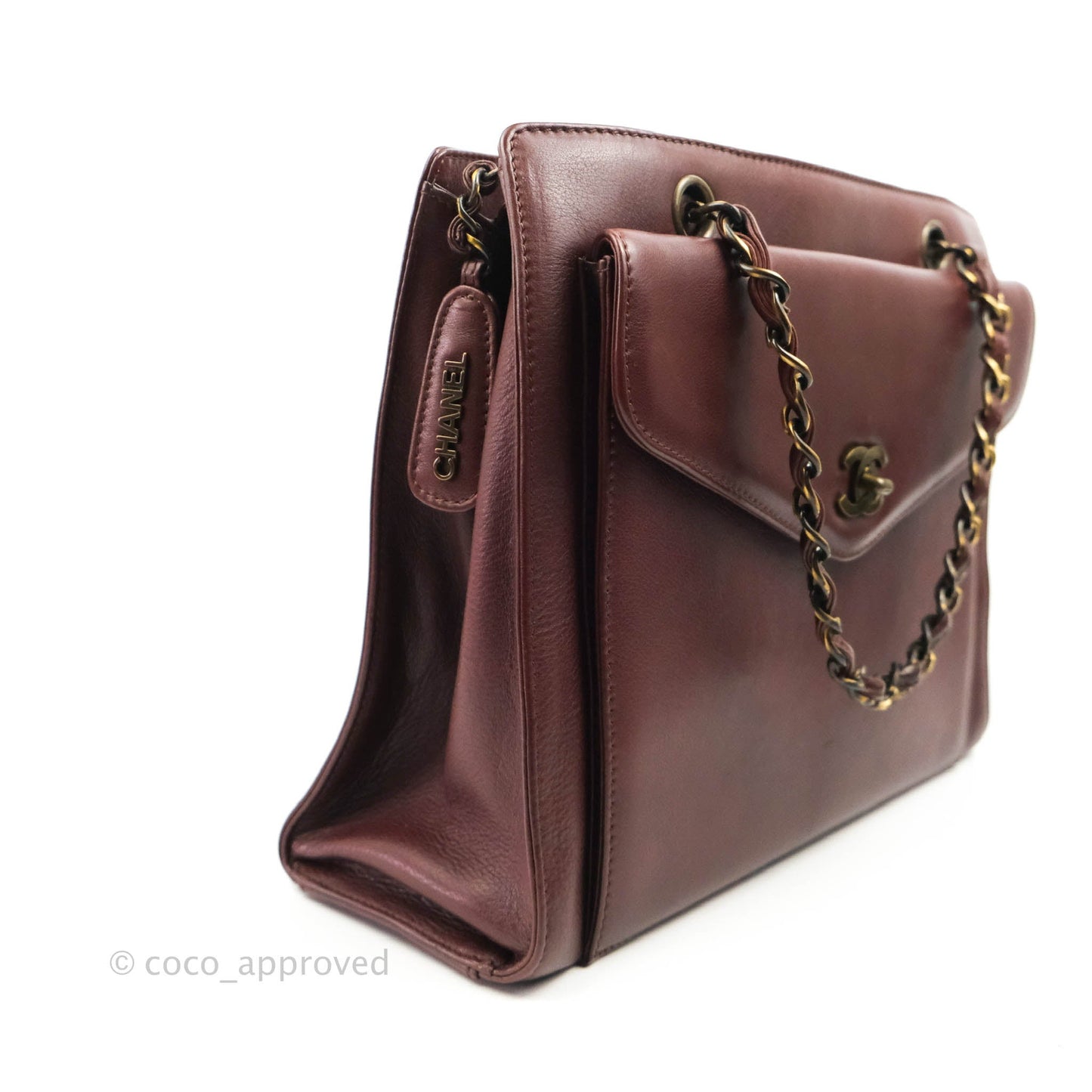 Chanel Vintage Burgundy Calfskin Tote Bag