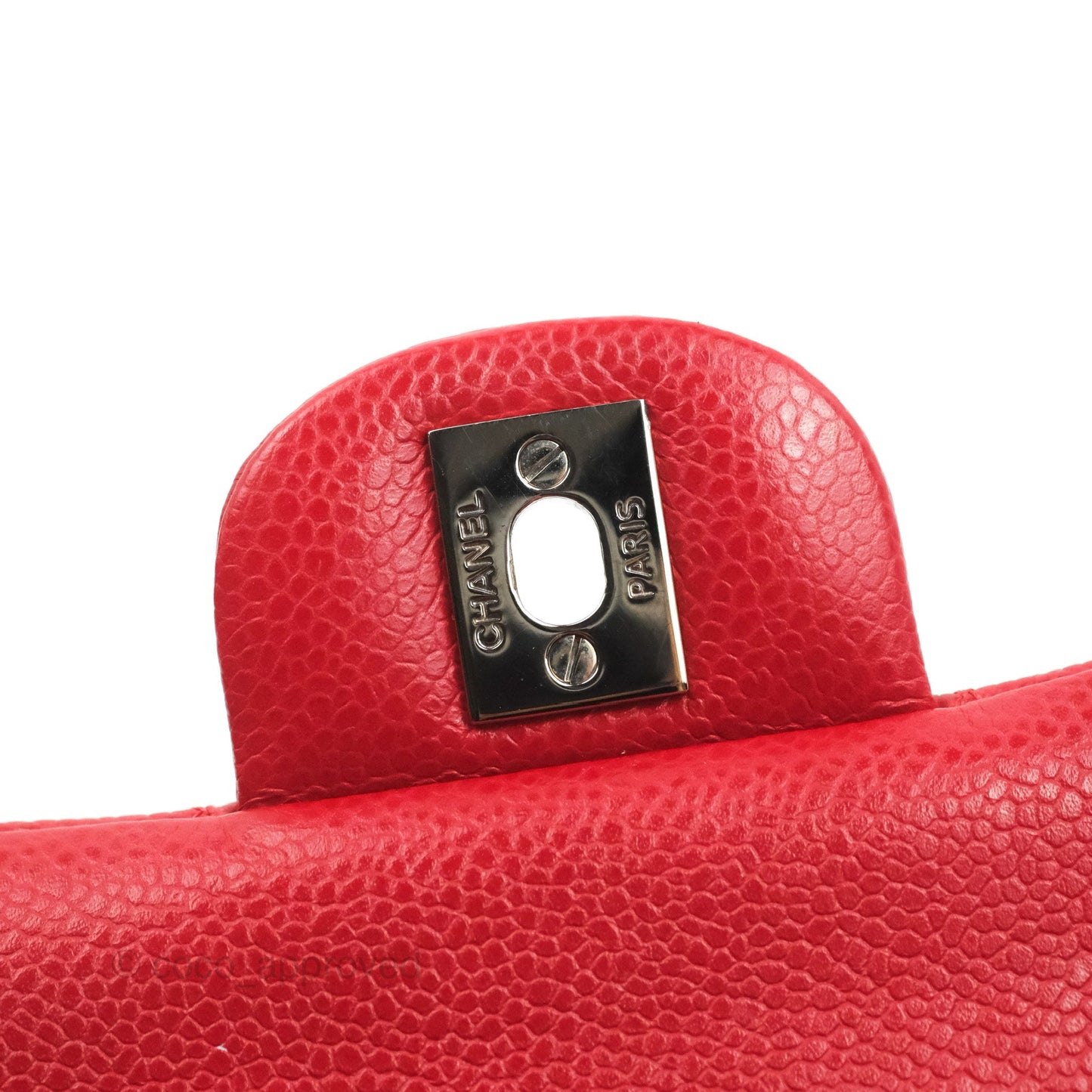 Chanel Classic M/L Medium Flap Quilted Red Caviar Silver Hardware
