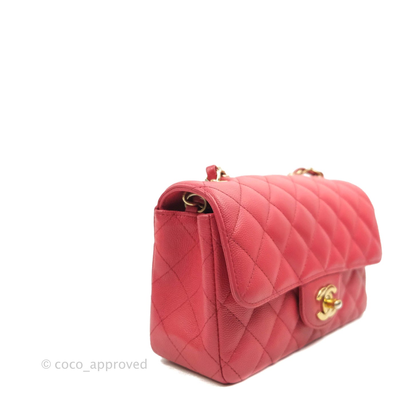 Chanel Quilted Mini Rectangular Flap Pink Caviar Gold Hardware 17C
