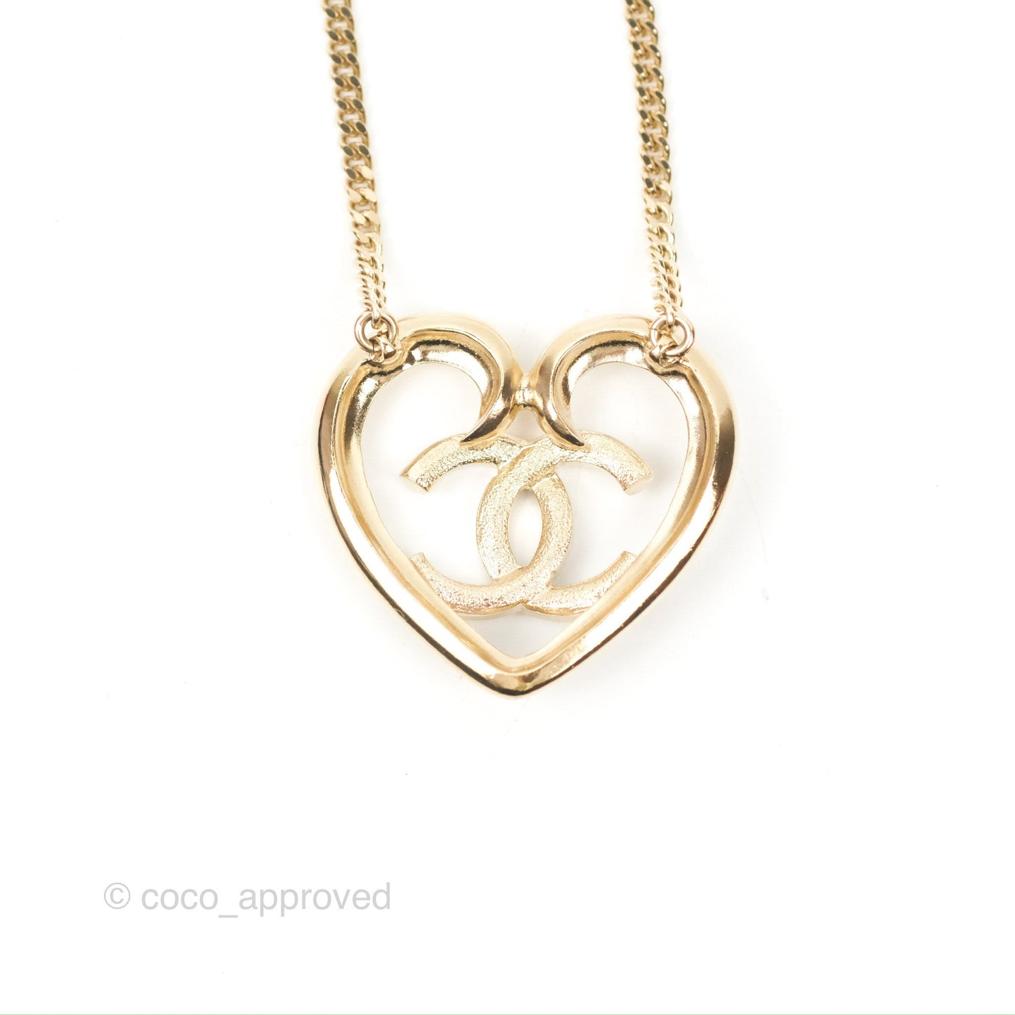 Chanel Heart CC Crystal Necklace Gold Tone 23C