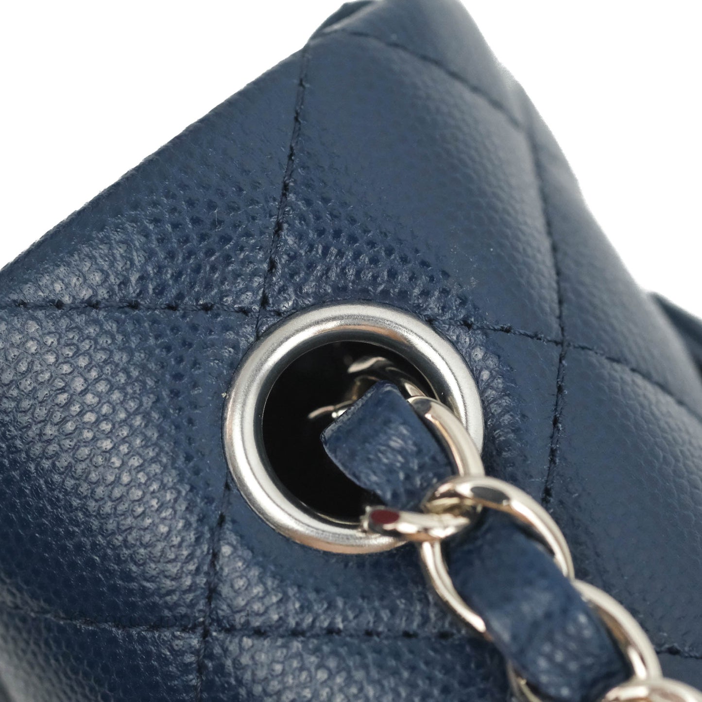 Chanel Quilted Mini Rectangular Flap Blue Caviar Silver Hardware 17B