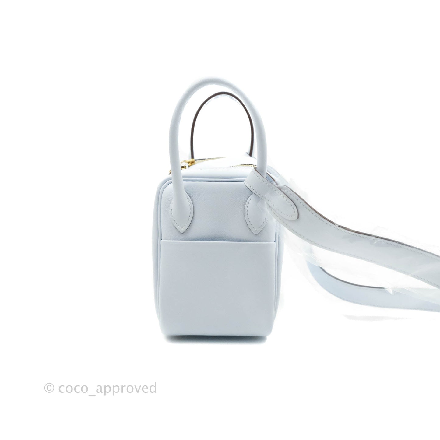 Hermès Mini Lindy 20 Blue Pale Swift Gold Hardware