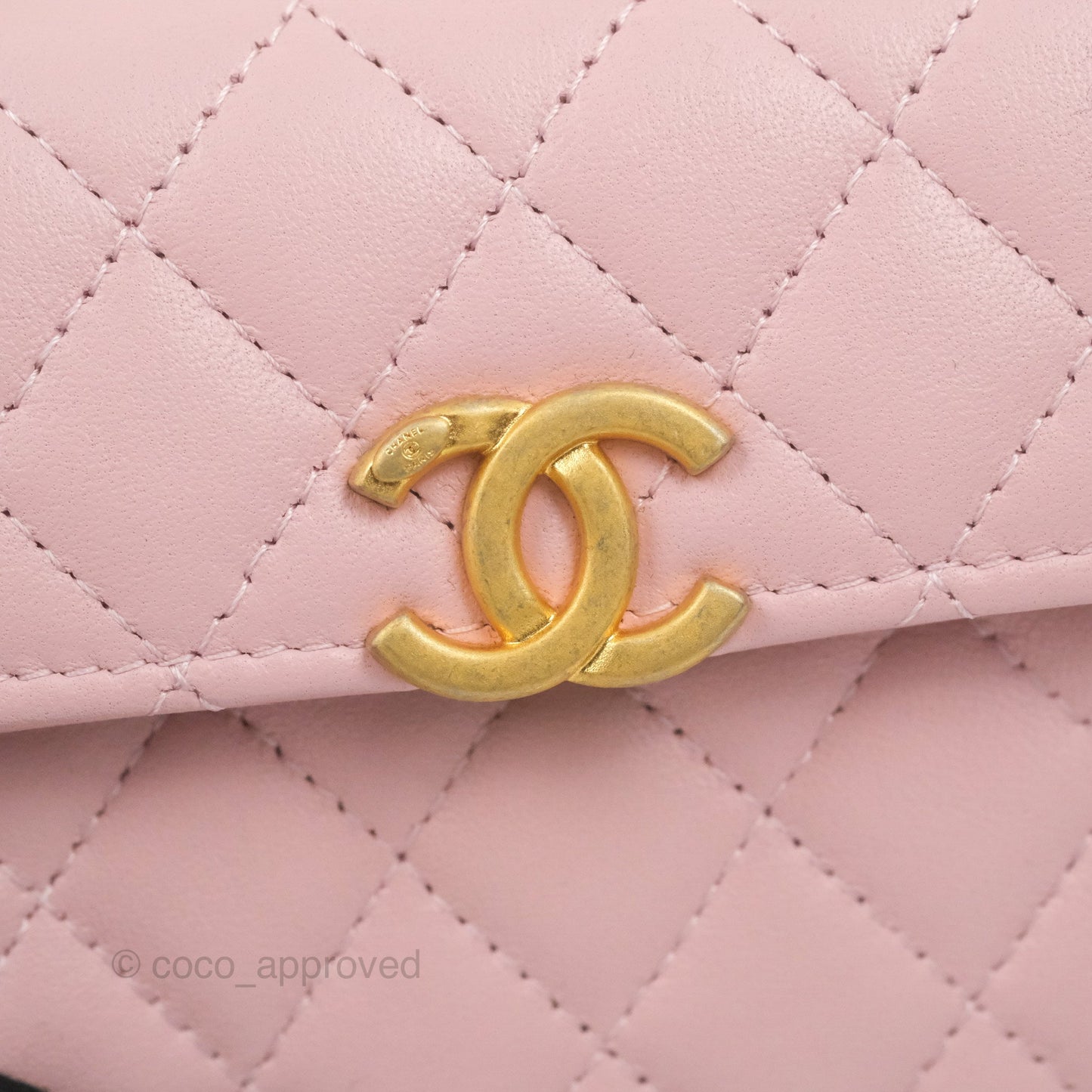 Chanel Enamel Top Handle Clutch with Chain Pink Lambskin Aged Gold Hardware