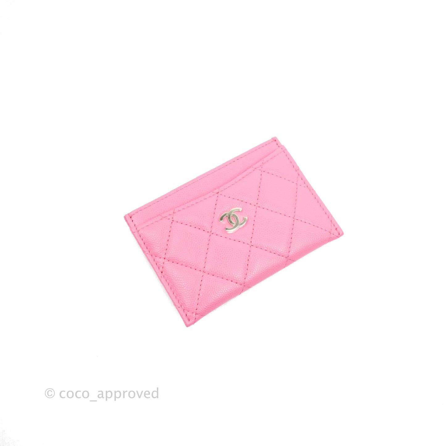 Chanel Classic Flat Card Holder Pink Caviar Gold Hardware